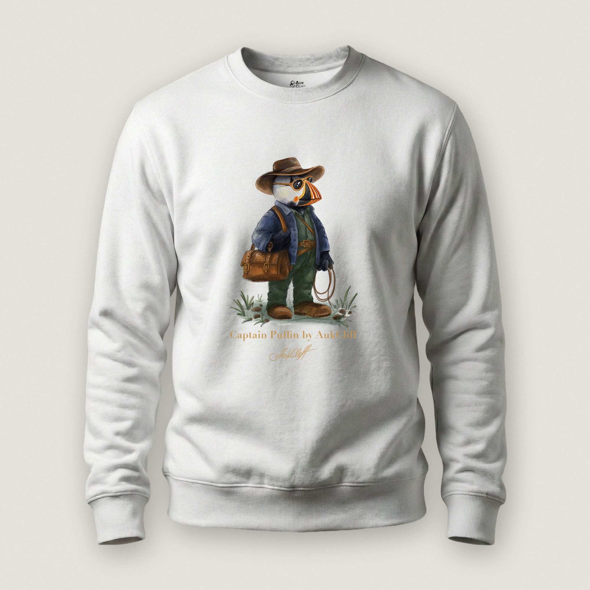 AukCliff Captain Puffin Sweatshirt White / S Captain Puffin™ Adventure Archaeologist Sweatshirt