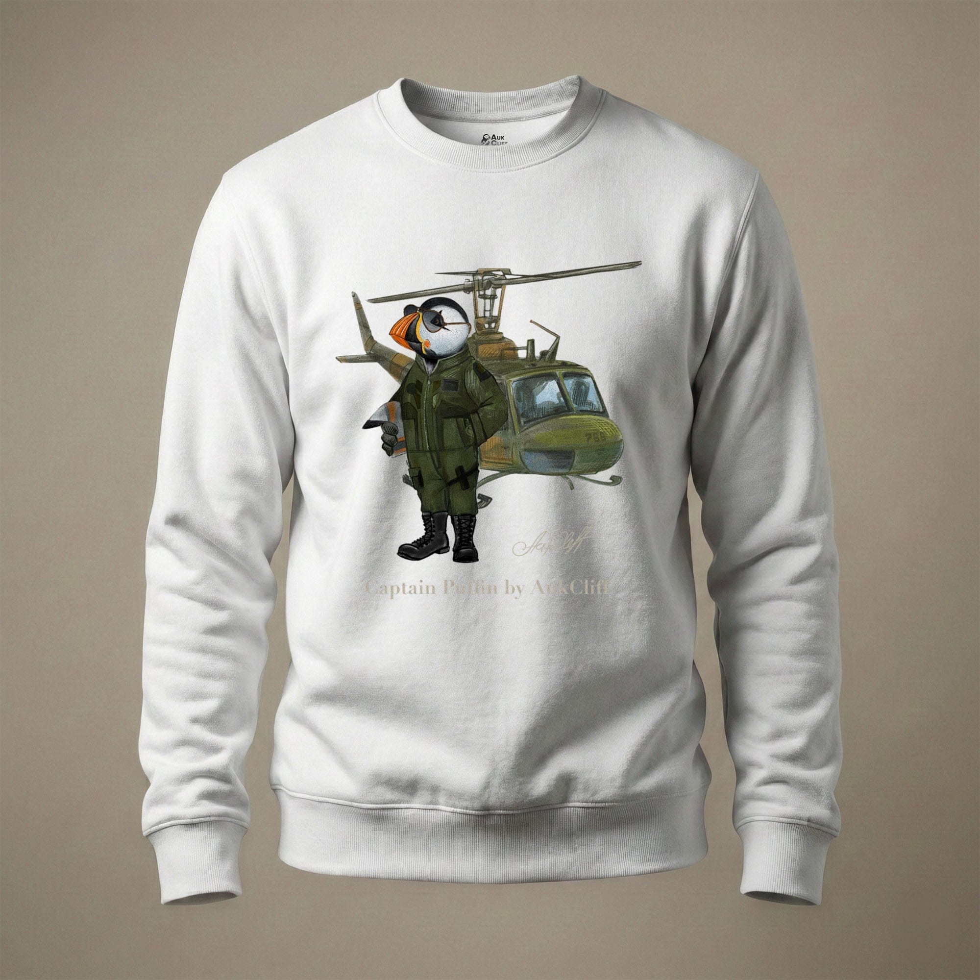 AukCliff® Captain Puffin Sweatshirt White / S Captain Puffin™ Airborne Sweatshirt