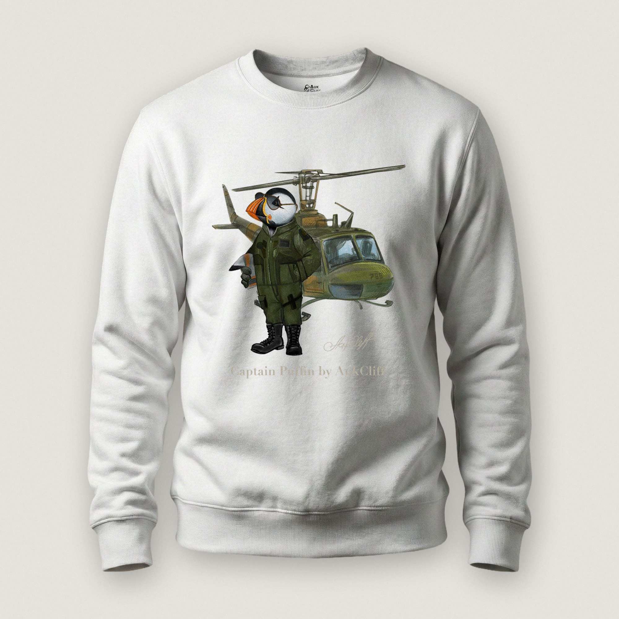 AukCliff® Captain Puffin Sweatshirt White / S Captain Puffin™ Airborne Sweatshirt