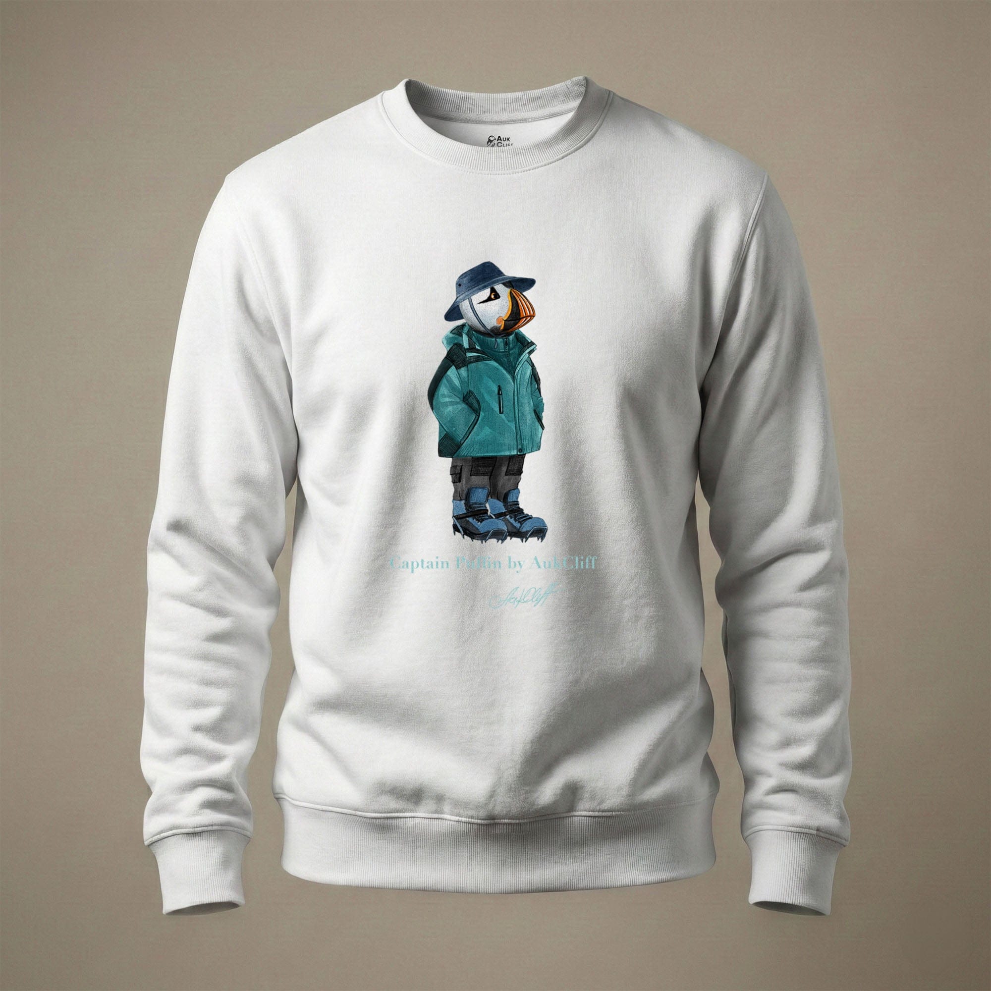 AukCliff® Captain Puffin Sweatshirt White / S Captain Puffin “Alpine Wayfarer” Sweatshirt