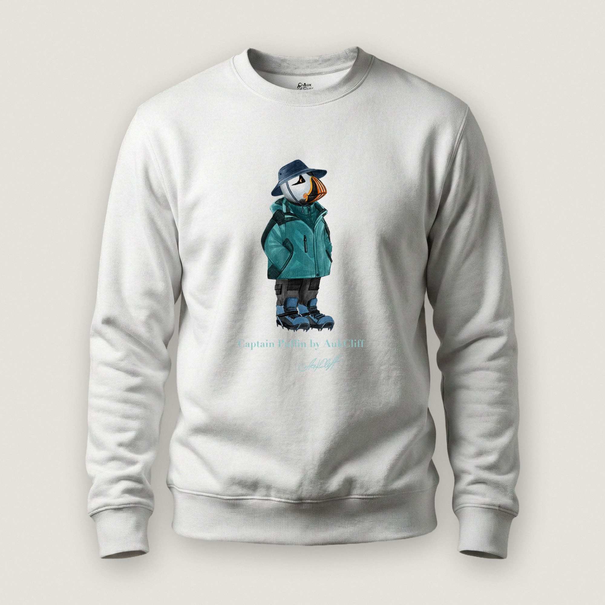 AukCliff® Captain Puffin Sweatshirt White / S Captain Puffin “Alpine Wayfarer” Sweatshirt