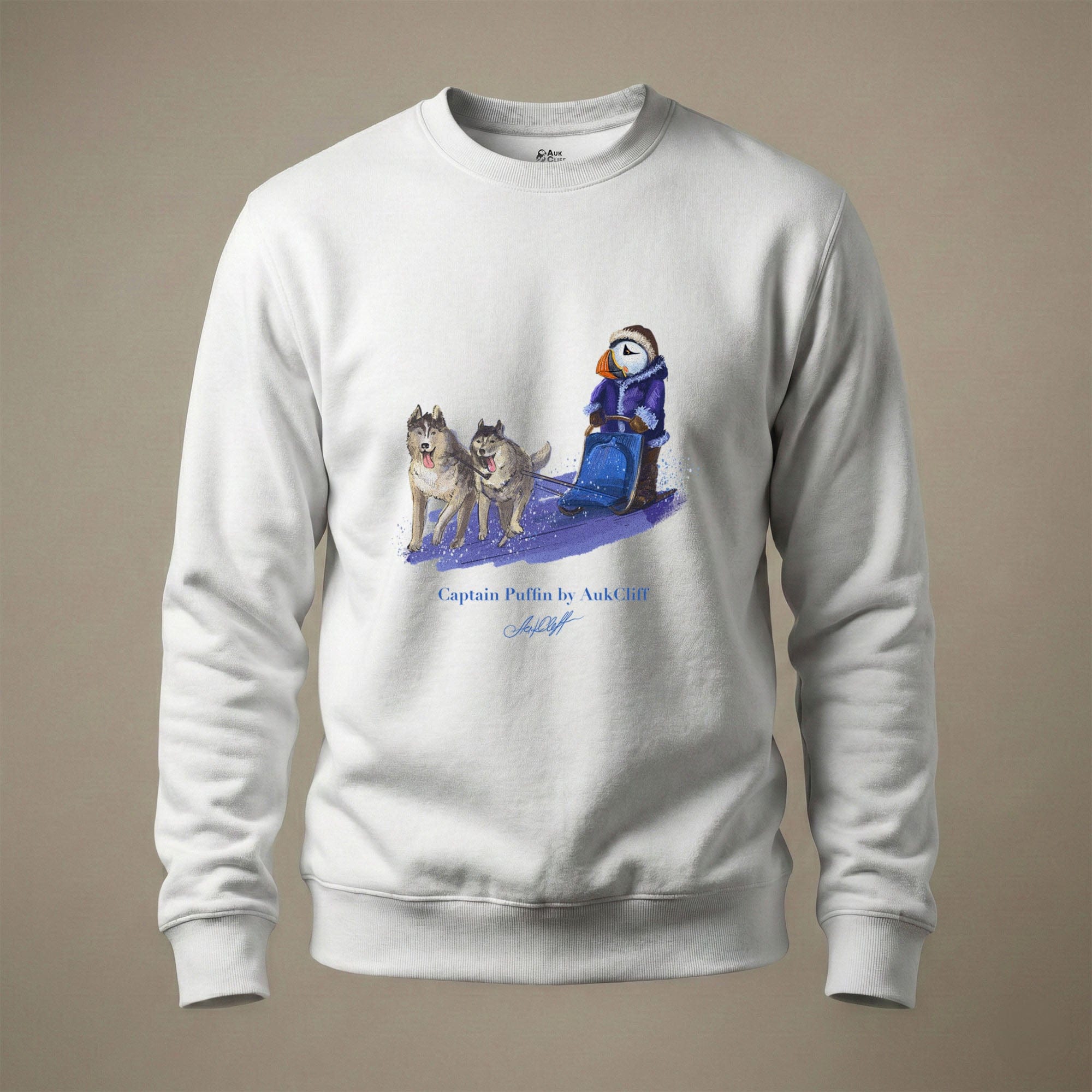 AukCliff Captain Puffin Sweatshirt White / S Captain Puffin™ Arctic Dog Sledder Sweatshirt
