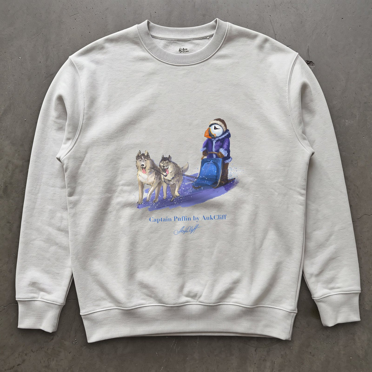AukCliff Captain Puffin Sweatshirt White / S Captain Puffin™ Arctic Dog Sledder Sweatshirt