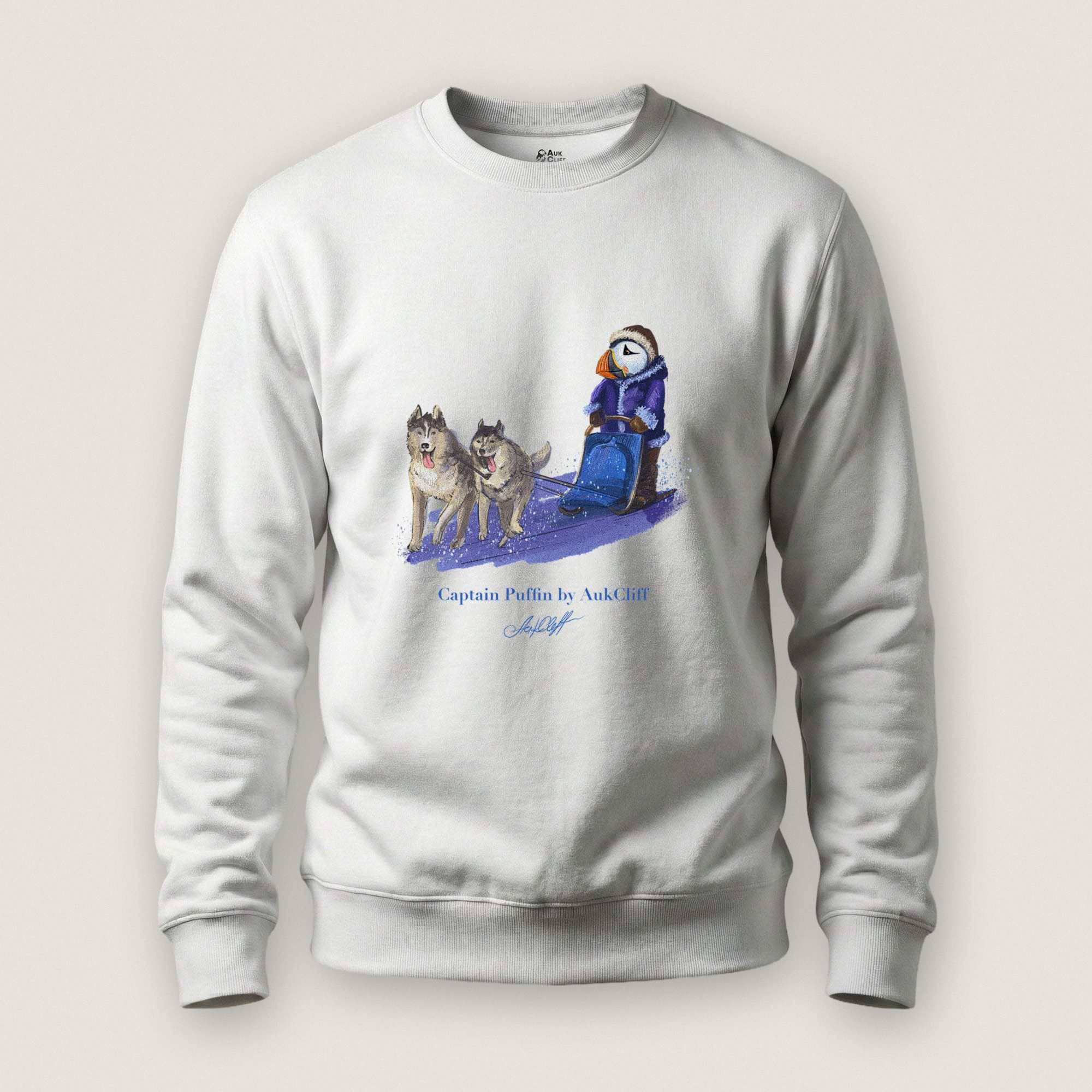 AukCliff Captain Puffin Sweatshirt White / S Captain Puffin™ Arctic Dog Sledder Sweatshirt