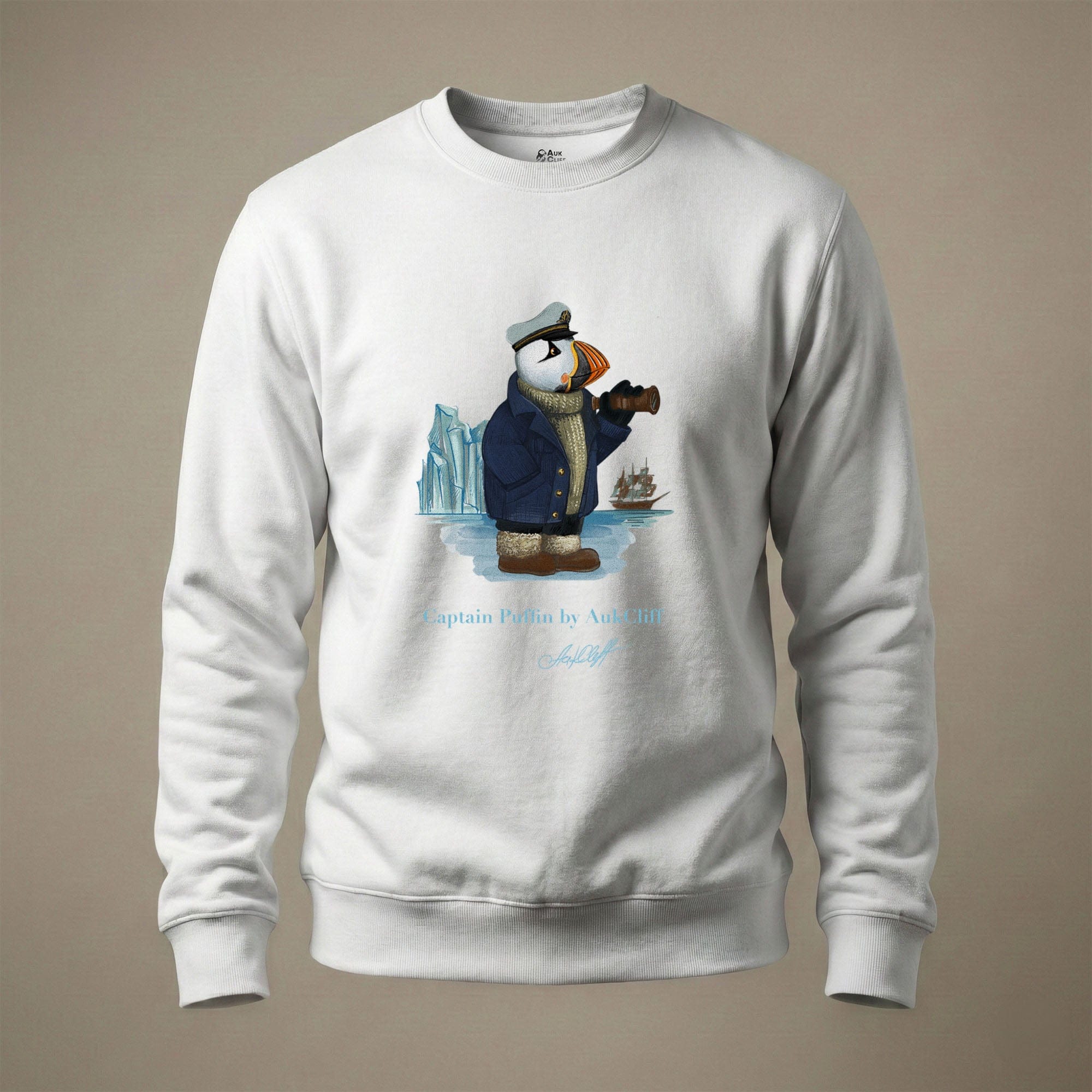 AukCliff Captain Puffin Sweatshirt White / S Captain Puffin™ Arctic Sailor Sweatshirt