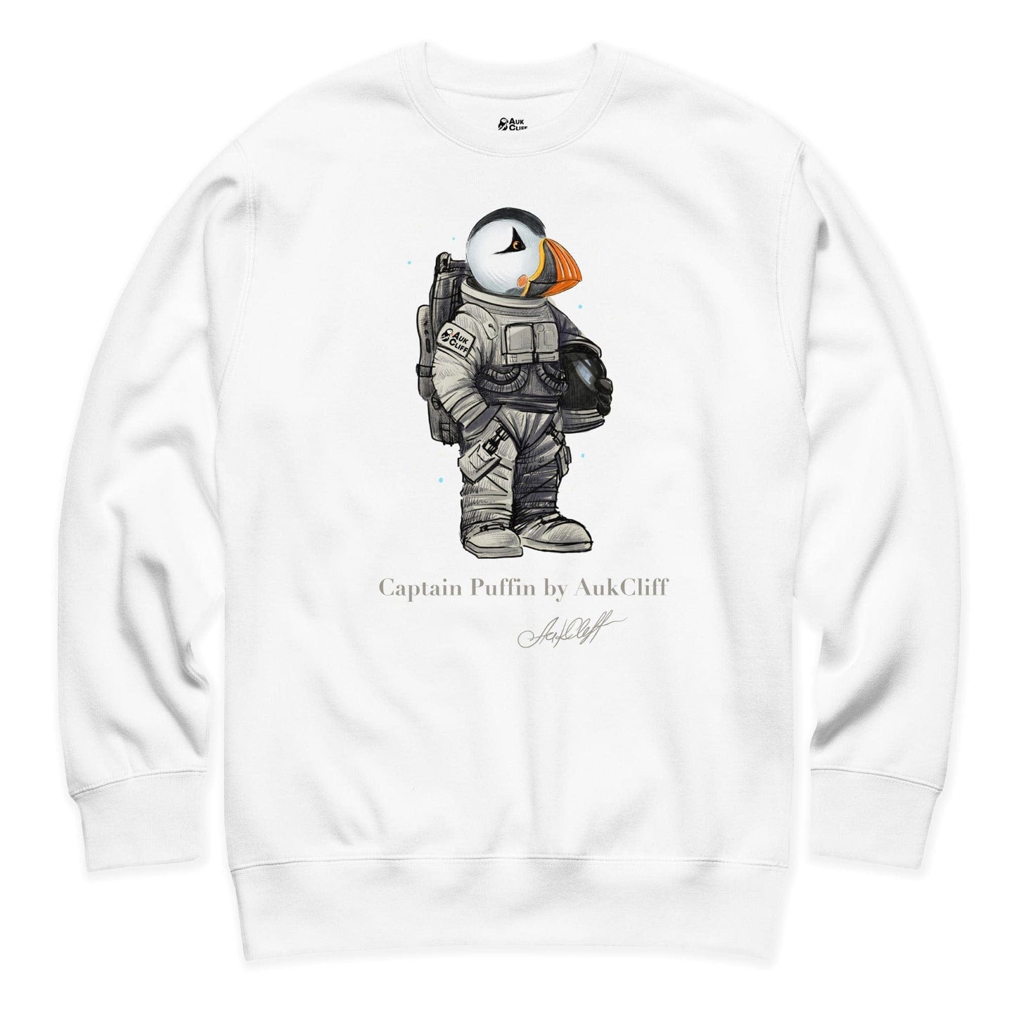 AukCliff Captain Puffin Sweatshirt White / S Captain Puffin™ Astronaut Sweatshirt