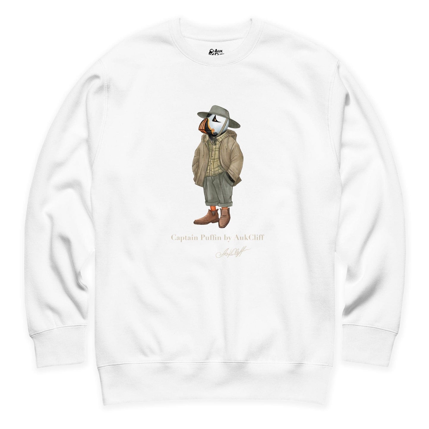 AukCliff® Captain Puffin Sweatshirt White / S Captain Puffin “Australian Bushwalker” Sweatshirt