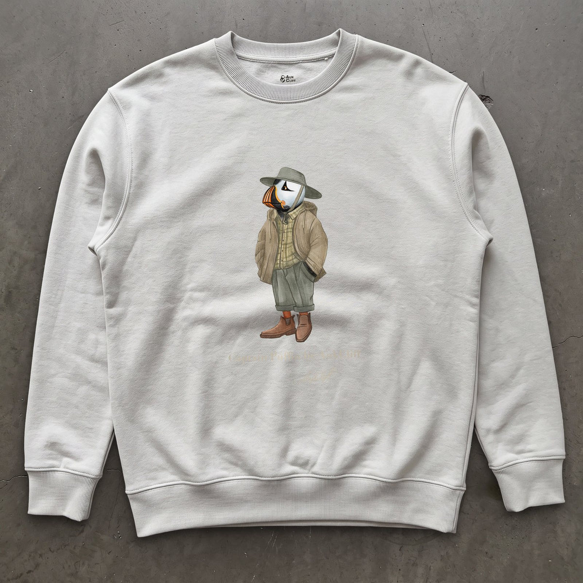 AukCliff® Captain Puffin Sweatshirt White / S Captain Puffin “Australian Bushwalker” Sweatshirt