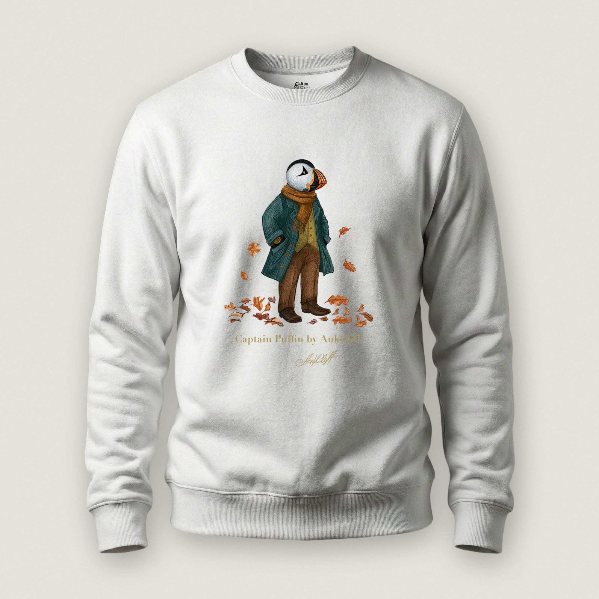 AukCliff Captain Puffin Sweatshirt White / S Captain Puffin™ “Autumn Wanderer” Sweatshirt