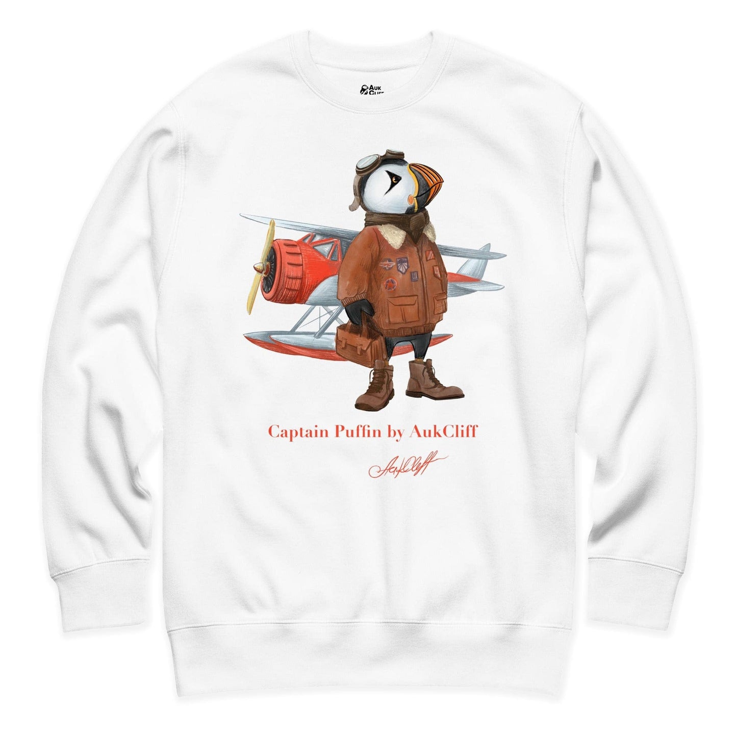 AukCliff Captain Puffin Sweatshirt White / S Captain Puffin™ Bush Pilot Sweatshirt