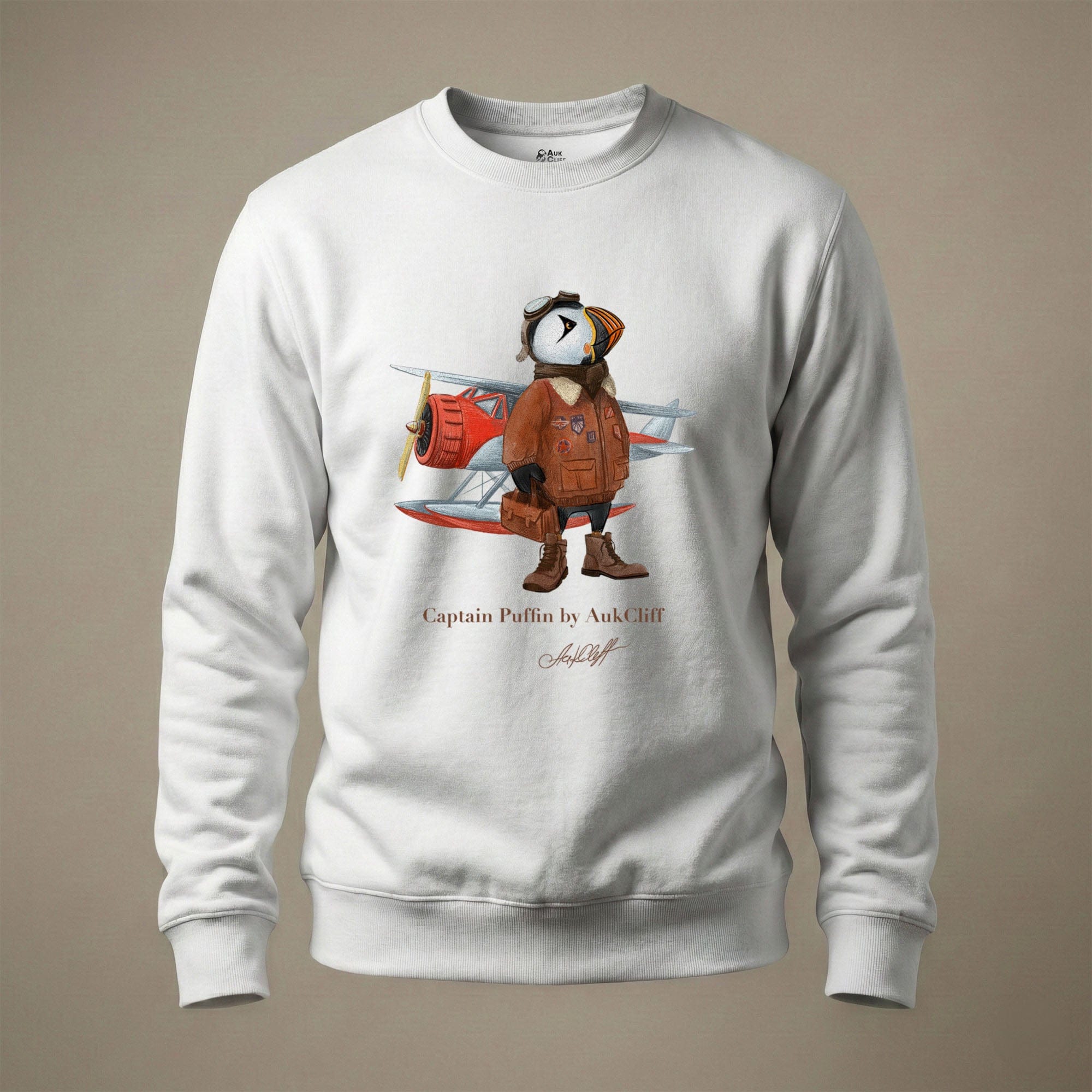 AukCliff Captain Puffin Sweatshirt White / S Captain Puffin™ Bush Pilot Sweatshirt