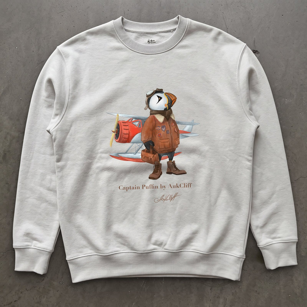 AukCliff Captain Puffin Sweatshirt White / S Captain Puffin™ Bush Pilot Sweatshirt