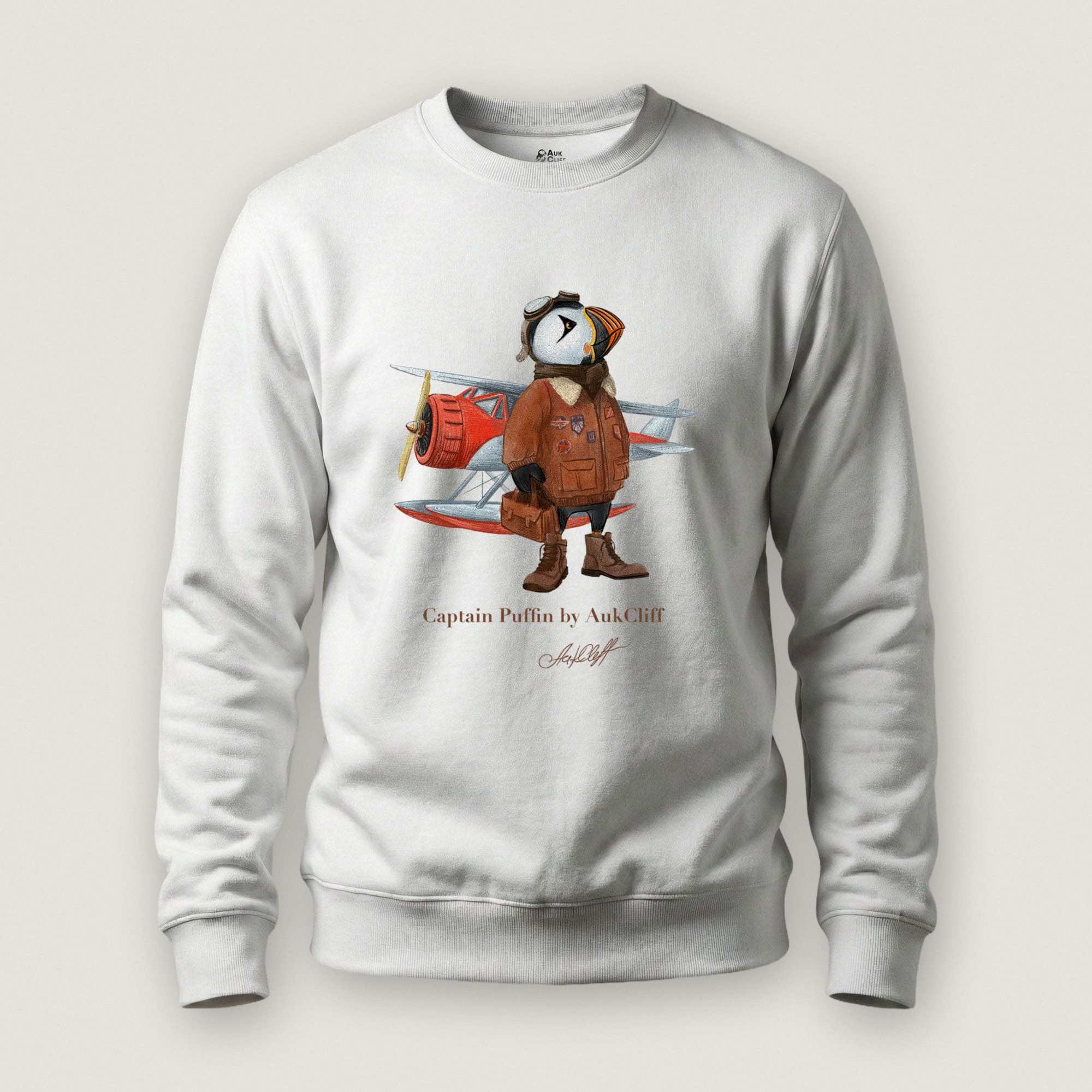 AukCliff Captain Puffin Sweatshirt White / S Captain Puffin™ Bush Pilot Sweatshirt
