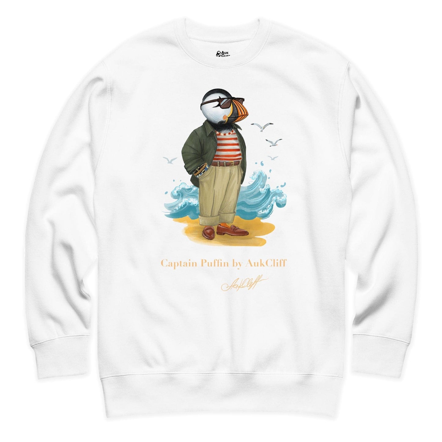 AukCliff Captain Puffin Sweatshirt White / S Captain Puffin™ Coastal Wanderer Sweatshirt