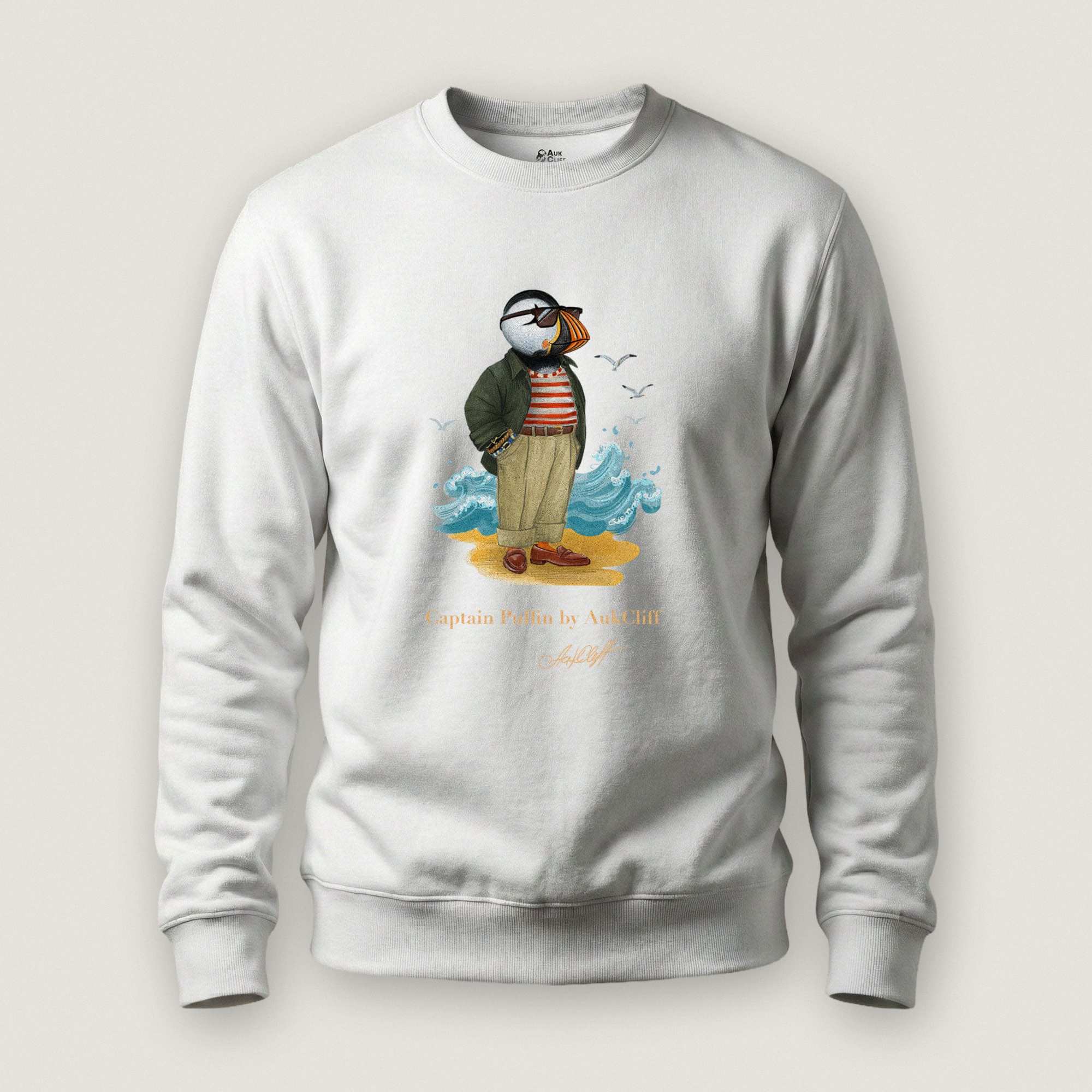 AukCliff Captain Puffin Sweatshirt White / S Captain Puffin™ Coastal Wanderer Sweatshirt