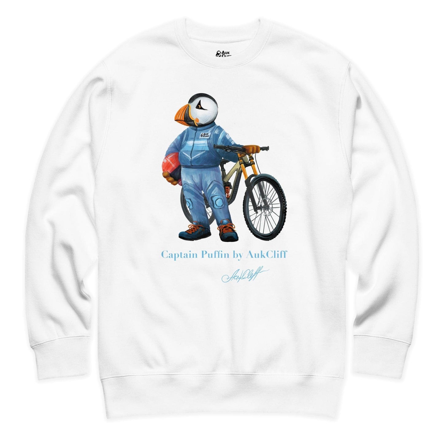 AukCliff Captain Puffin Sweatshirt White / S Captain Puffin™ Downhill Mountain Biker Sweatshirt