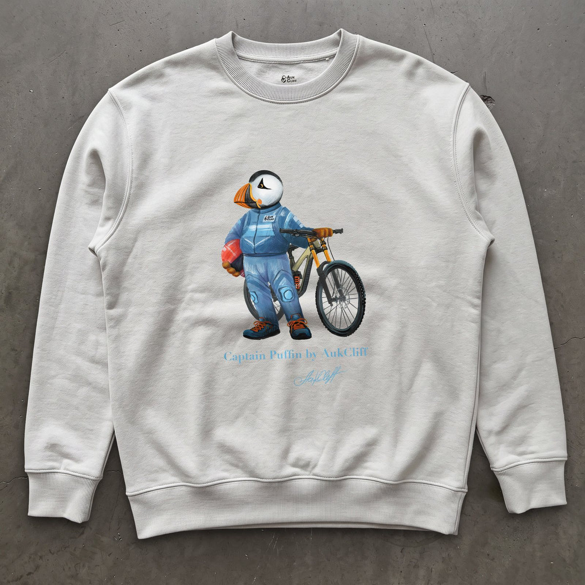AukCliff Captain Puffin Sweatshirt White / S Captain Puffin™ Downhill Mountain Biker Sweatshirt