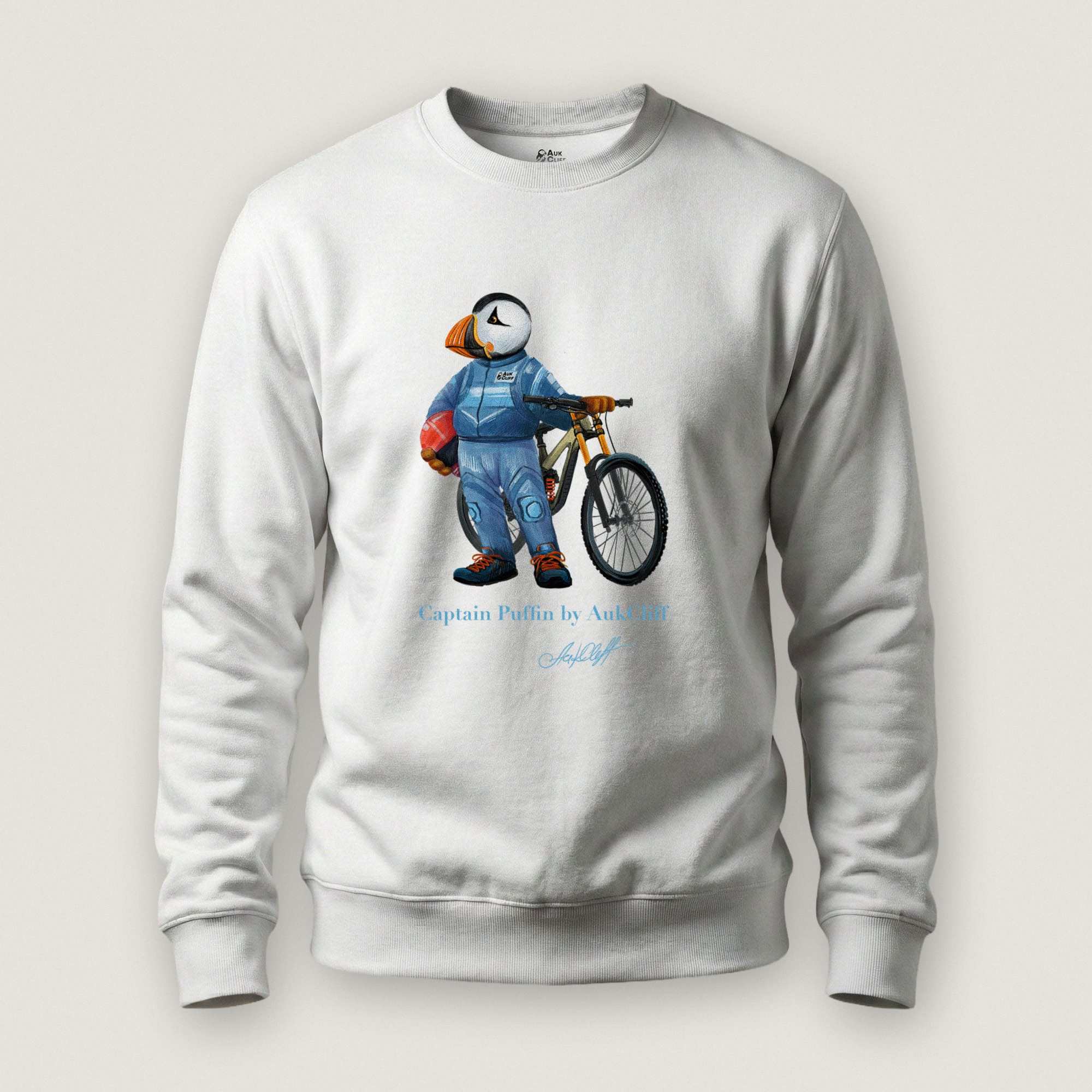 AukCliff Captain Puffin Sweatshirt White / S Captain Puffin™ Downhill Mountain Biker Sweatshirt
