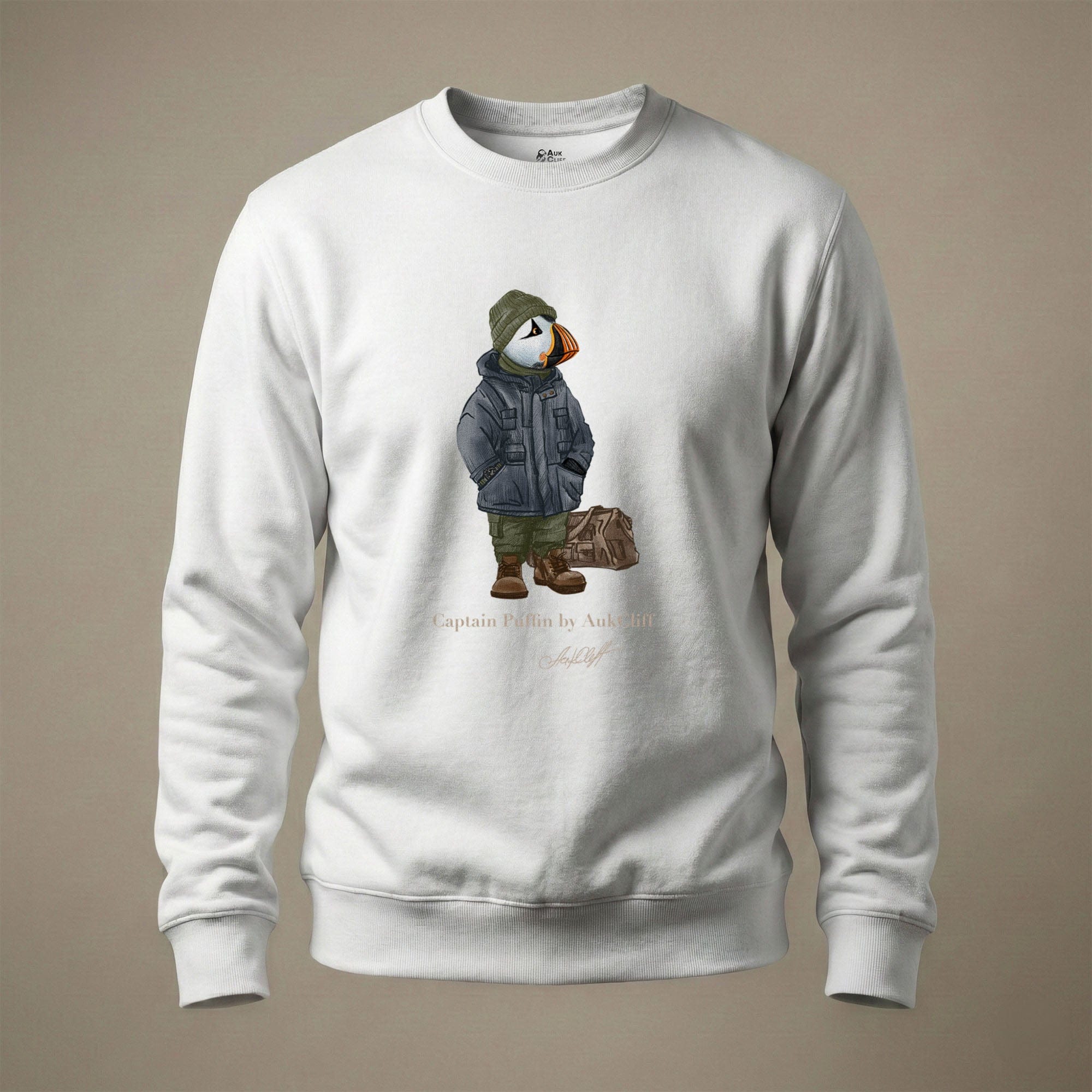 AukCliff® Captain Puffin Sweatshirt White / S Captain Puffin™ “Expedition Scout” Sweatshirt