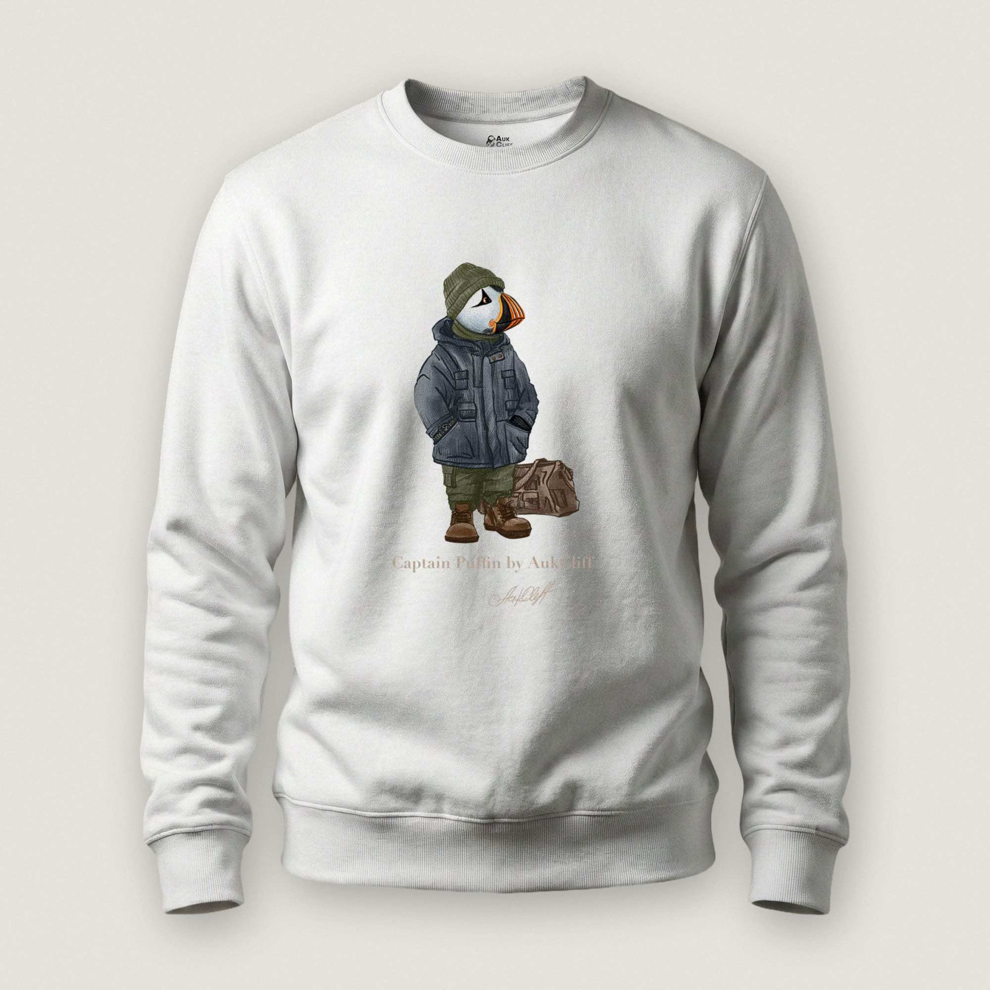 AukCliff® Captain Puffin Sweatshirt White / S Captain Puffin™ “Expedition Scout” Sweatshirt
