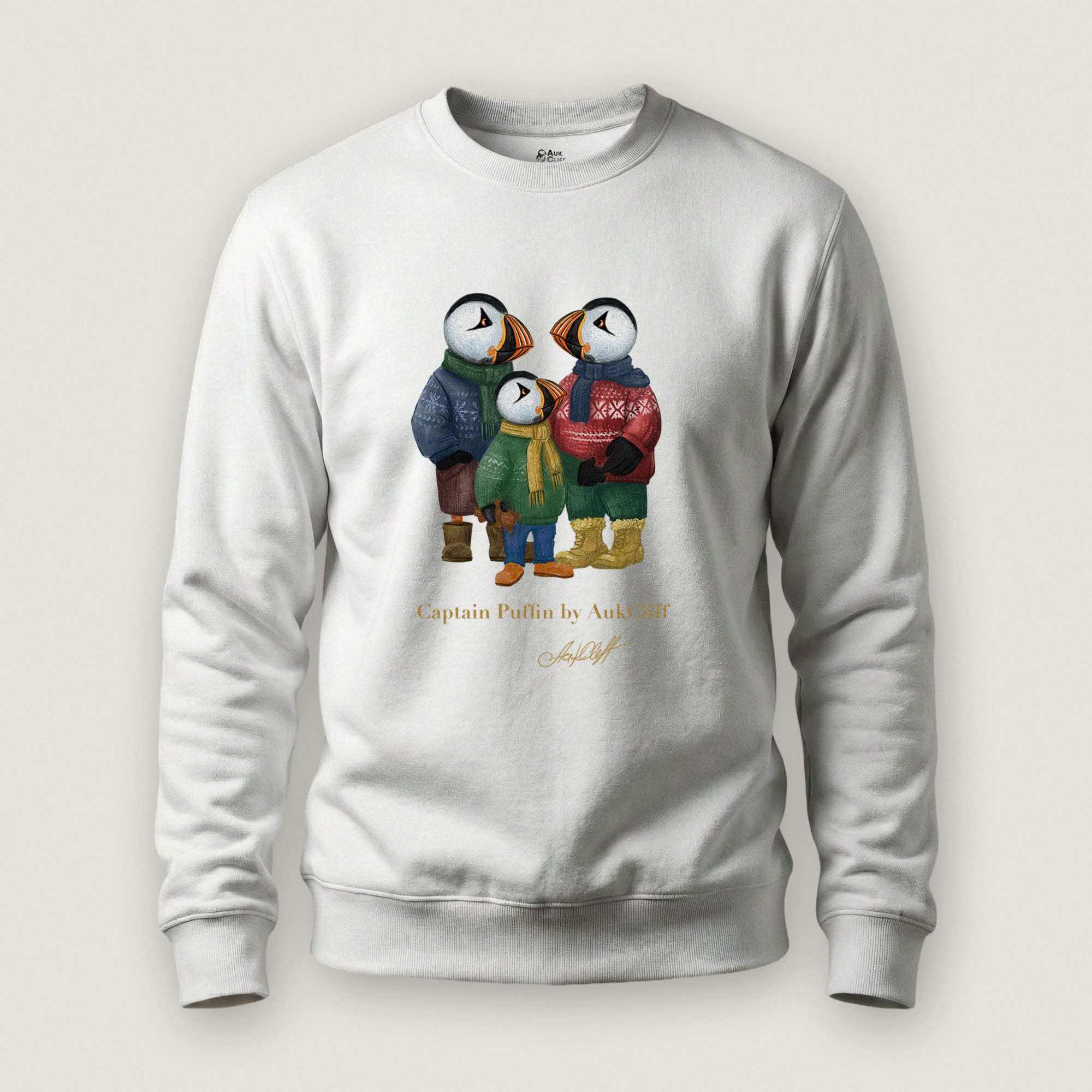 AukCliff Captain Puffin Sweatshirt White / S Captain Puffin™ “Festive Family” Sweatshirt