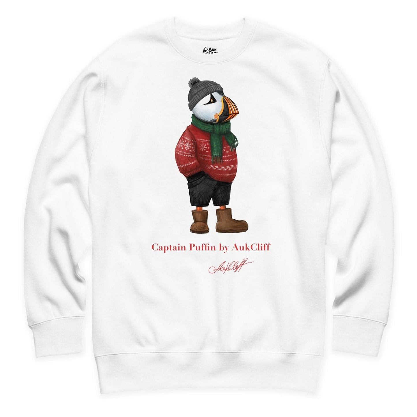 AukCliff Captain Puffin Sweatshirt White / S Captain Puffin™ “Festive Puffin” Sweatshirt