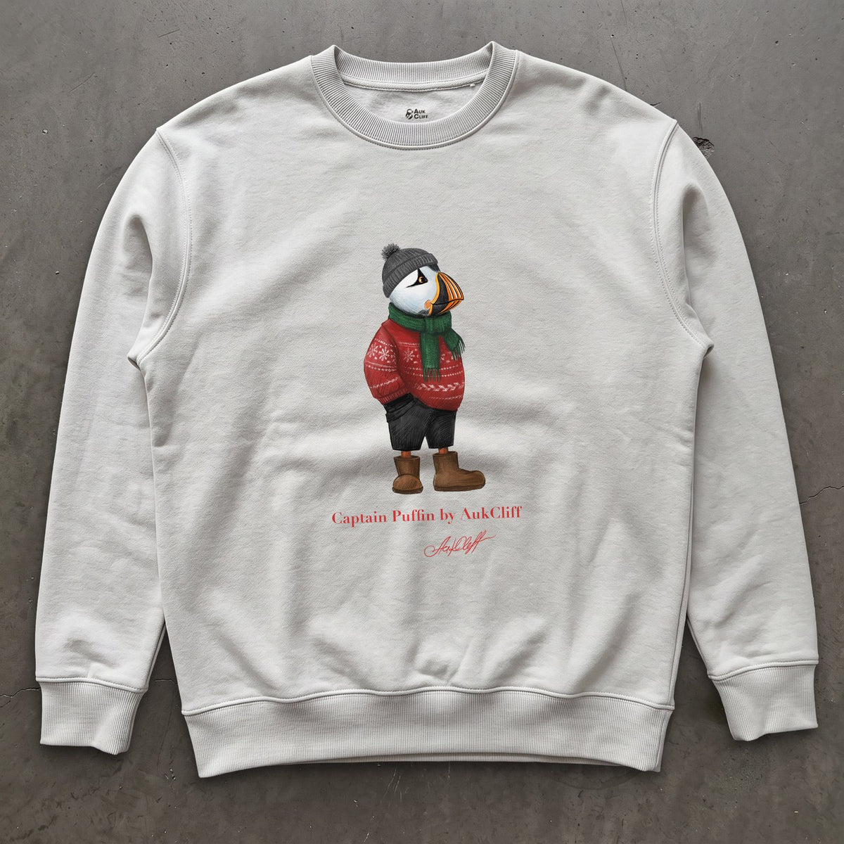 AukCliff Captain Puffin Sweatshirt White / S Captain Puffin™ “Festive Puffin” Sweatshirt