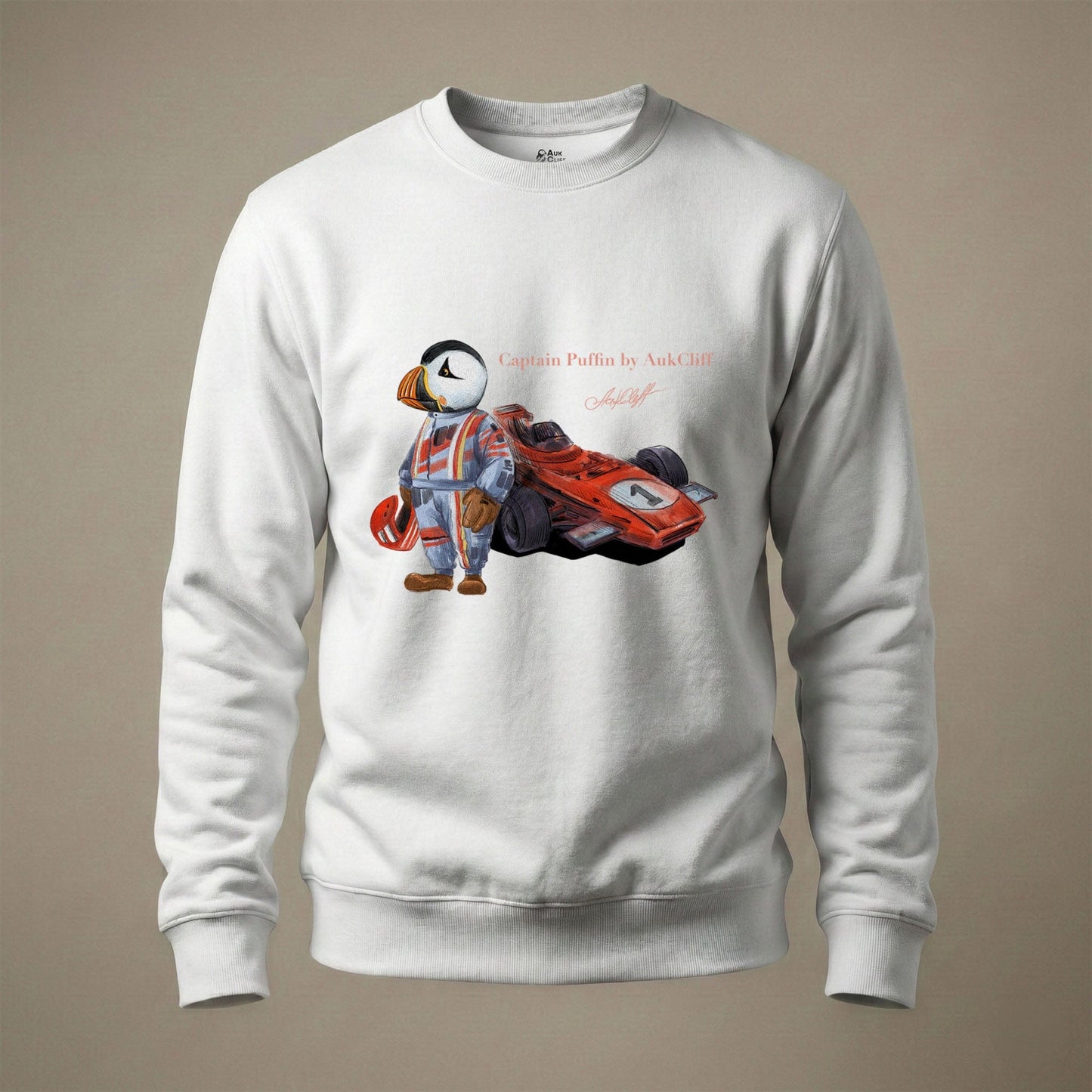 AukCliff Captain Puffin Sweatshirt White / S Captain Puffin™ Formula Racer Sweatshirt