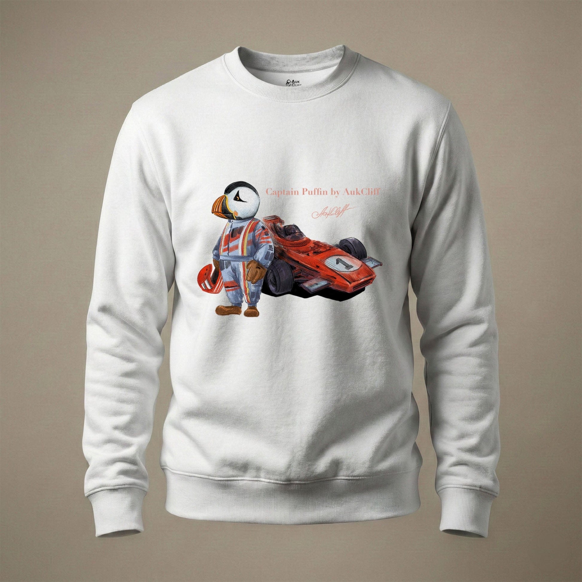 AukCliff Captain Puffin Sweatshirt White / S Captain Puffin™ Formula Racer Sweatshirt