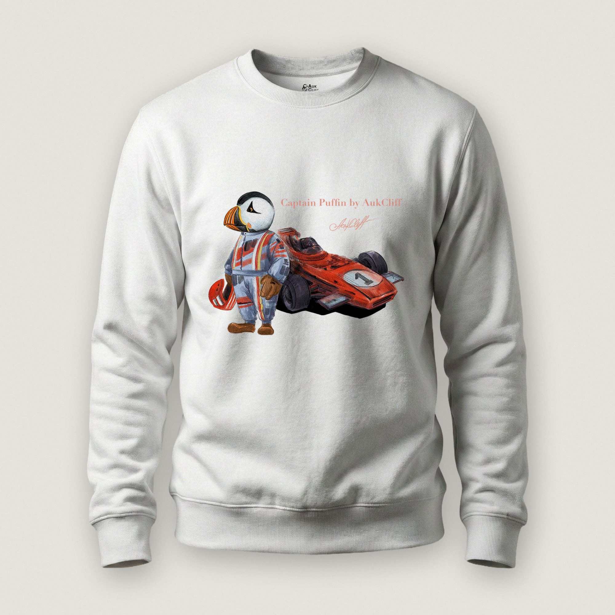 AukCliff Captain Puffin Sweatshirt White / S Captain Puffin™ Formula Racer Sweatshirt