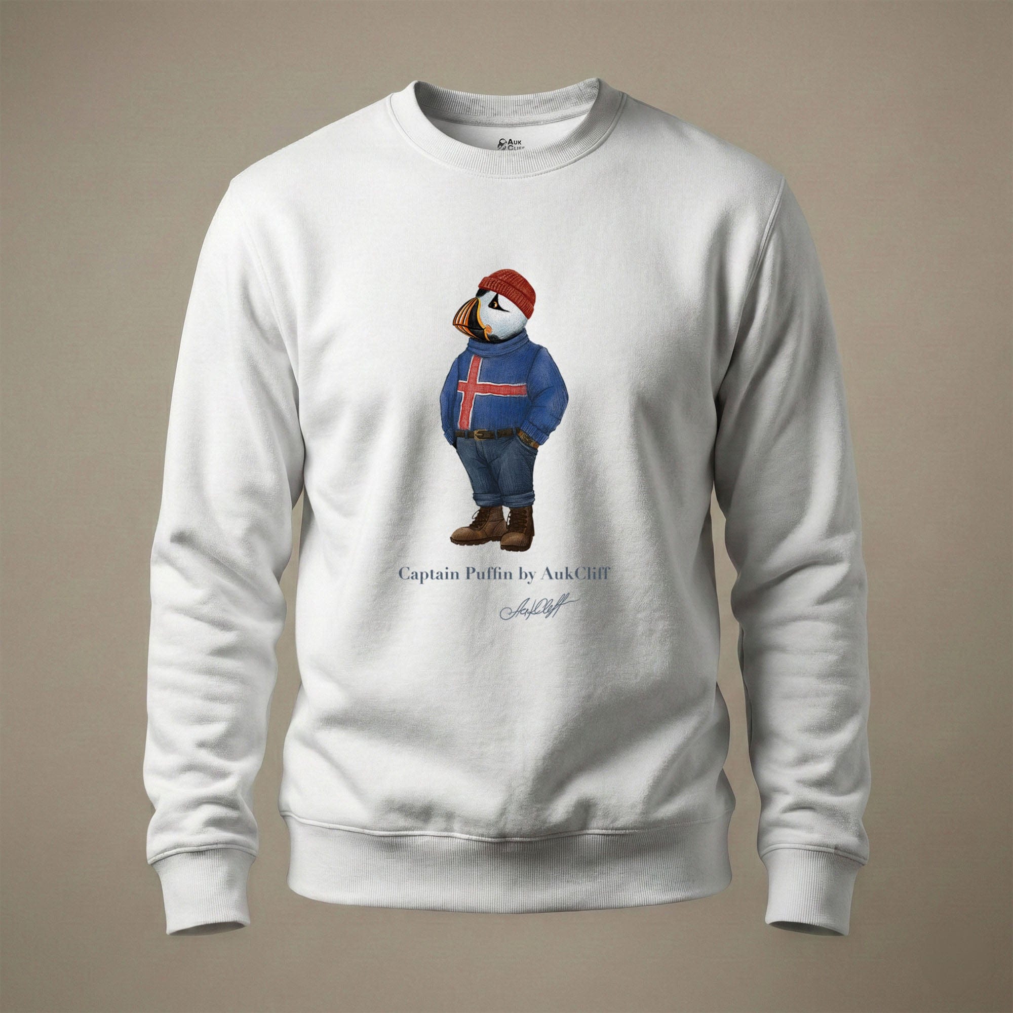 AukCliff Captain Puffin Sweatshirt White / S Captain Puffin™ “Iceland Wanderer” Sweatshirt