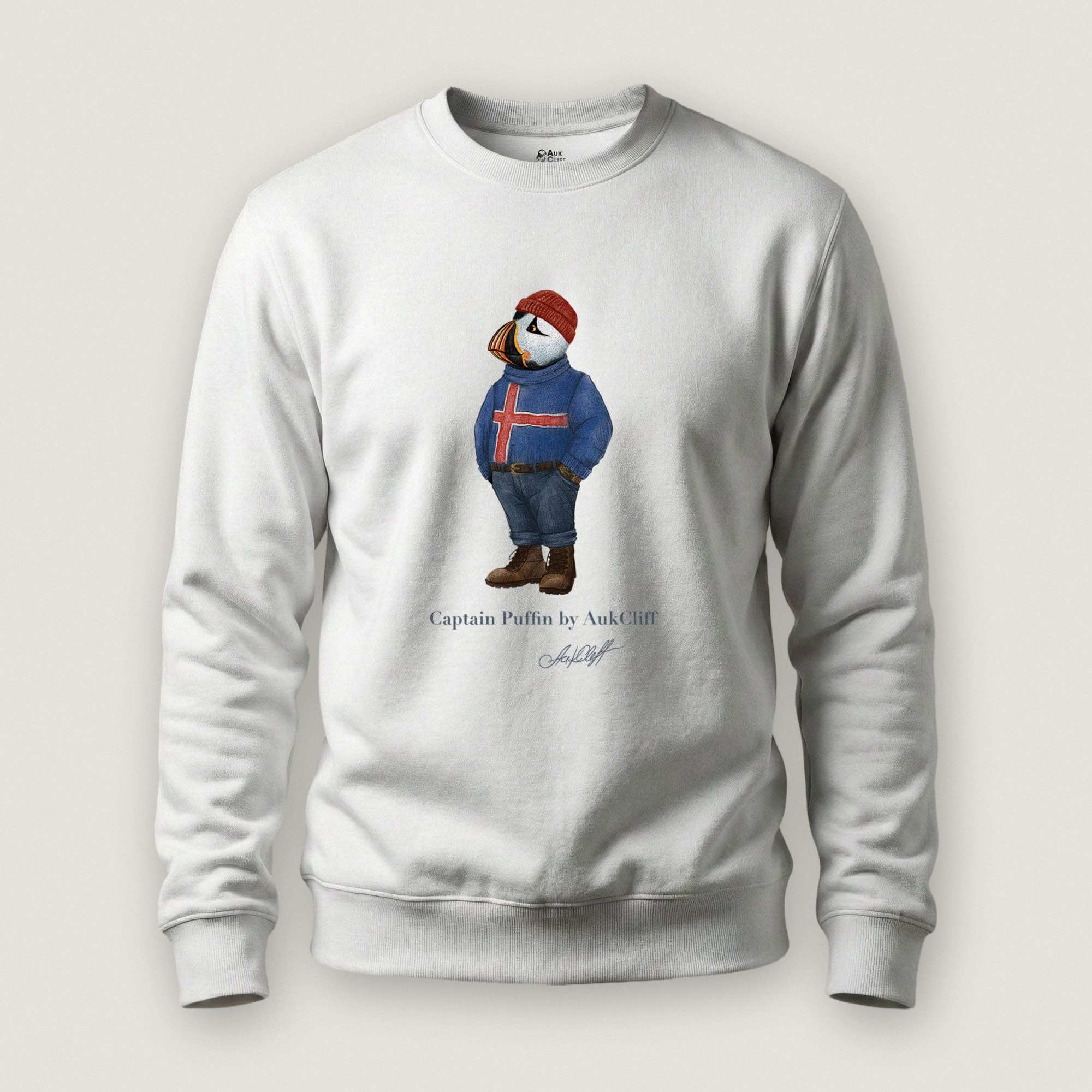 AukCliff Captain Puffin Sweatshirt White / S Captain Puffin™ “Iceland Wanderer” Sweatshirt