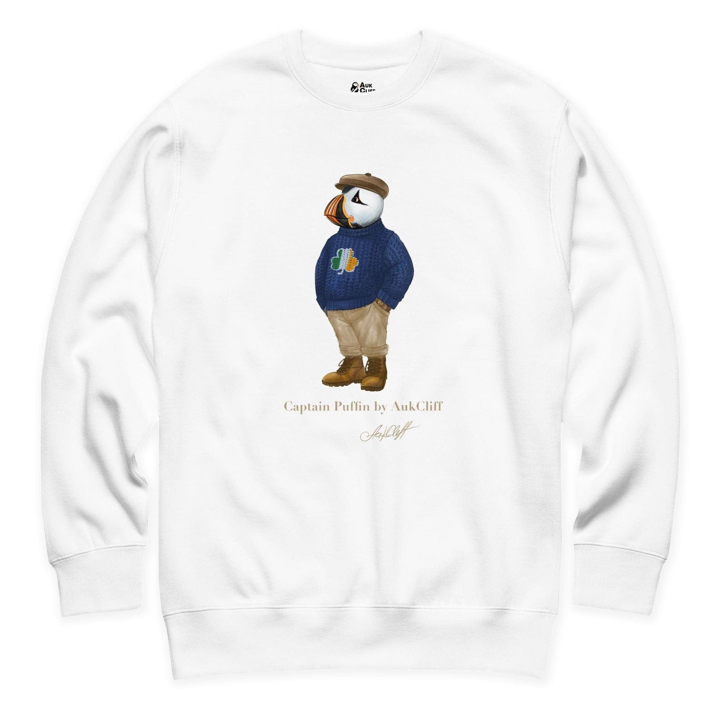 AukCliff Captain Puffin Sweatshirt White / S Captain Puffin™ “Irish Trailkeeper” Sweatshirt