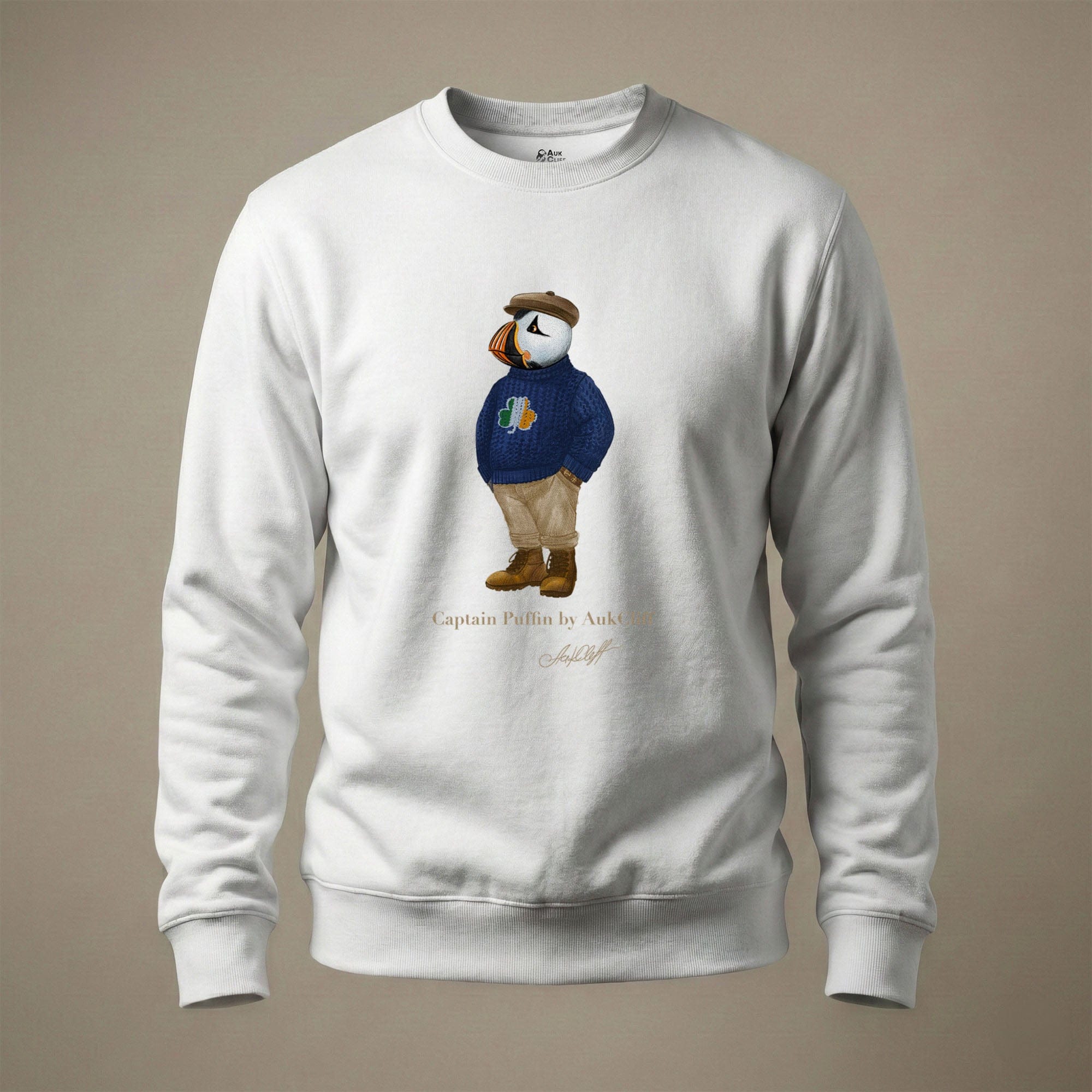 AukCliff Captain Puffin Sweatshirt White / S Captain Puffin™ “Irish Trailkeeper” Sweatshirt
