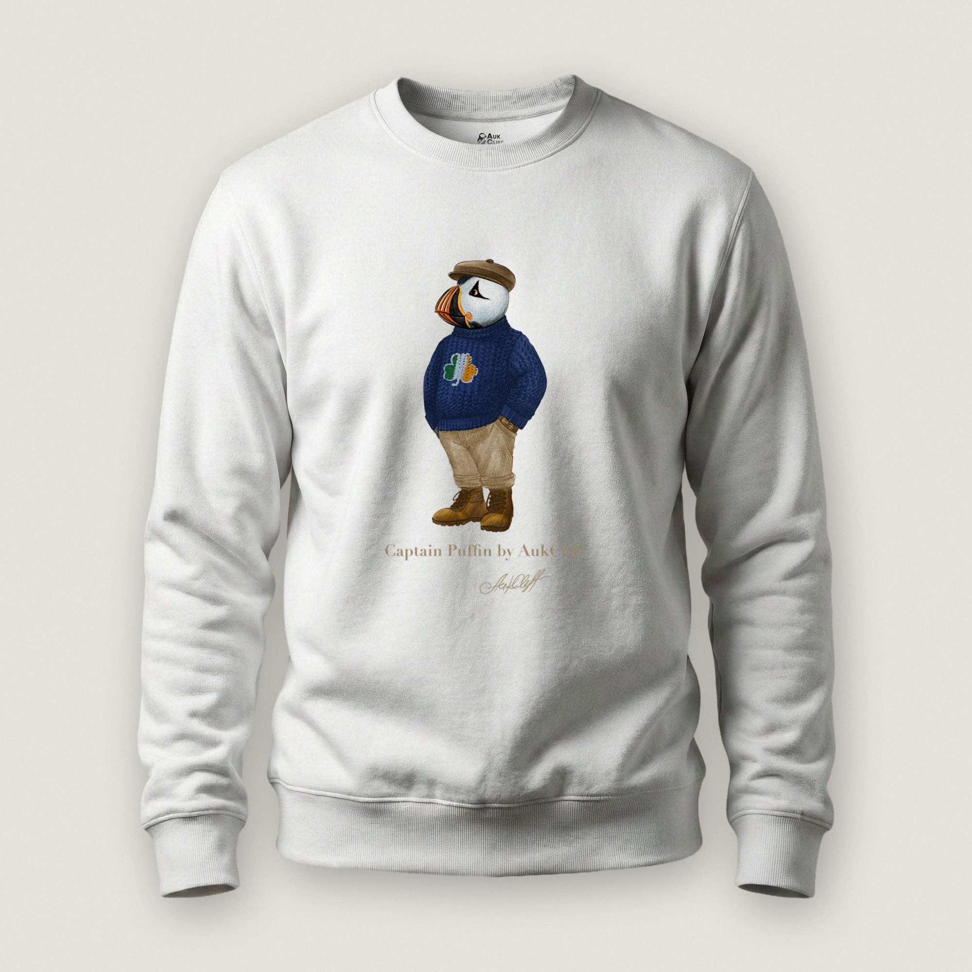 AukCliff Captain Puffin Sweatshirt White / S Captain Puffin™ “Irish Trailkeeper” Sweatshirt