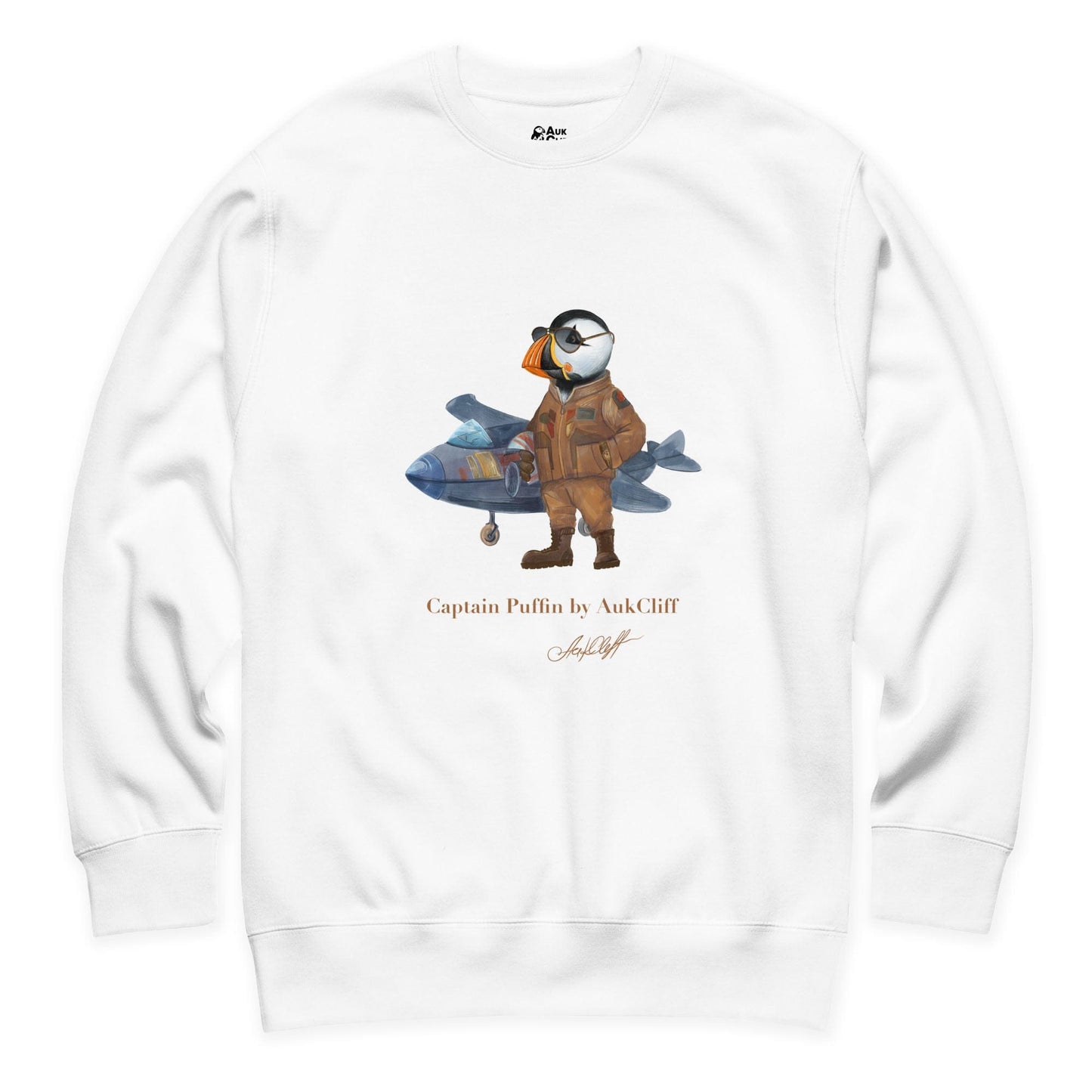 AukCliff Captain Puffin Sweatshirt White / S Captain Puffin™ Jet Pilot Sweatshirt
