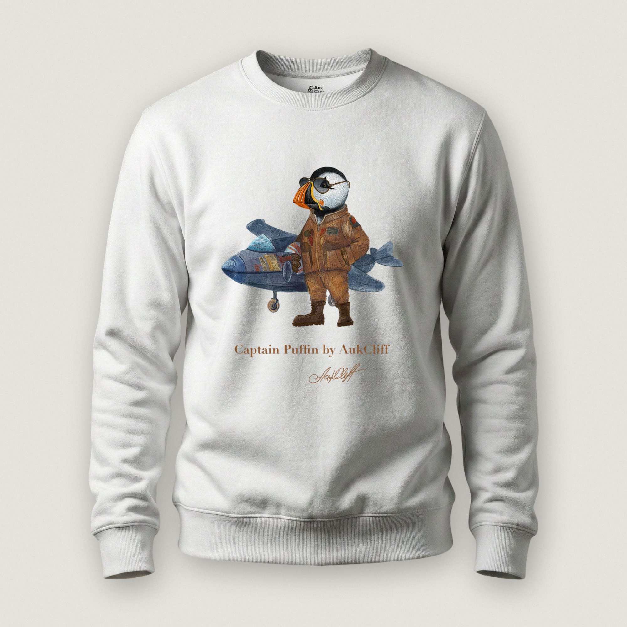 AukCliff Captain Puffin Sweatshirt White / S Captain Puffin™ Jet Pilot Sweatshirt