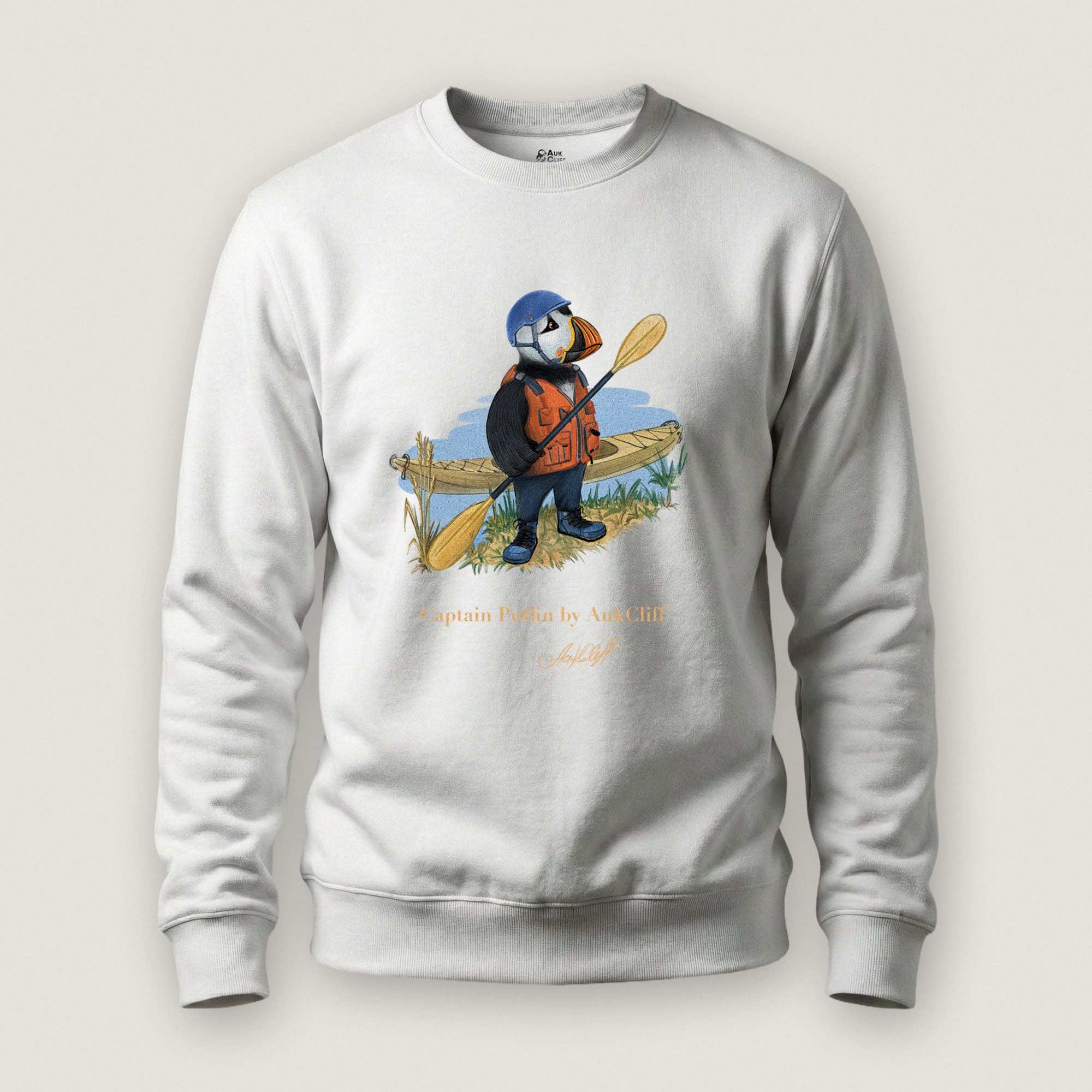 AukCliff Captain Puffin Sweatshirt White / S Captain Puffin™ Kayaker Sweatshirt