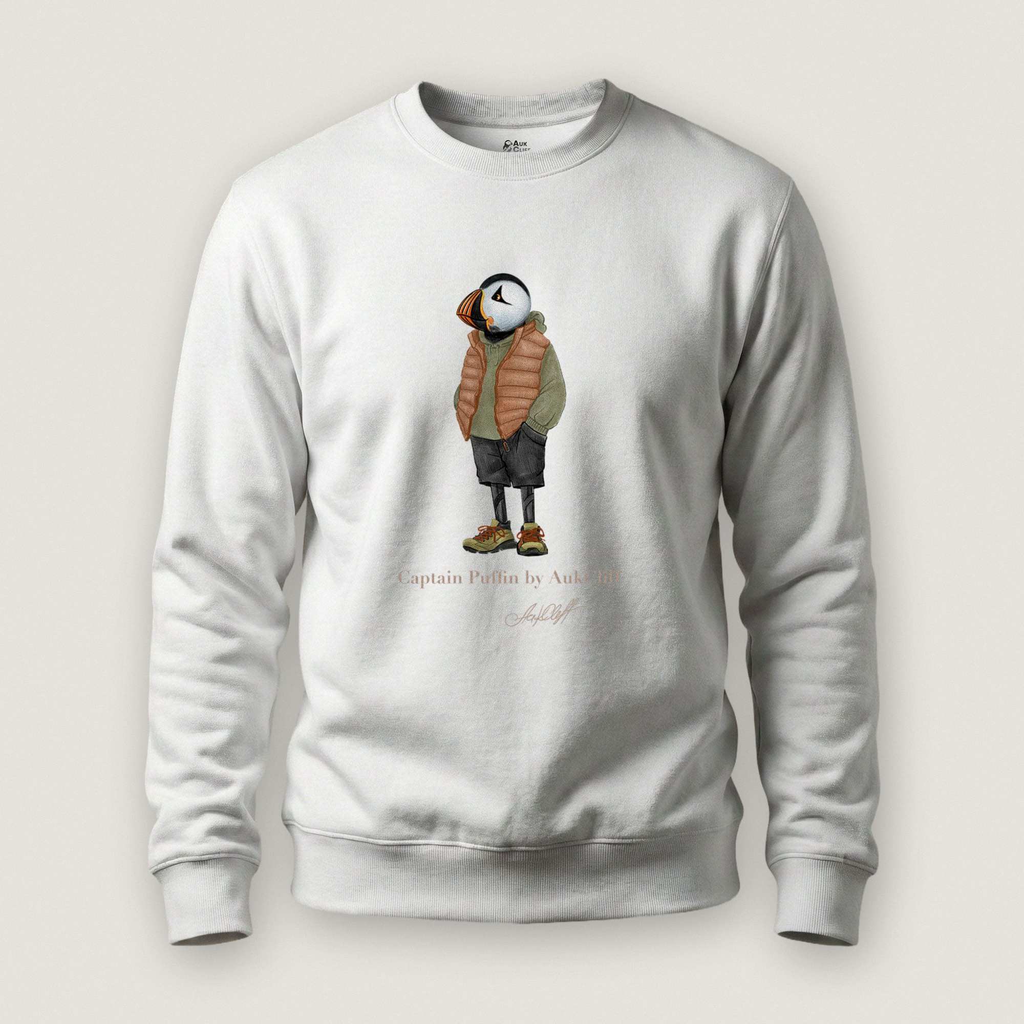 AukCliff® Captain Puffin Sweatshirt White / S Captain Puffin “New Zealand Tramper” Sweatshirt