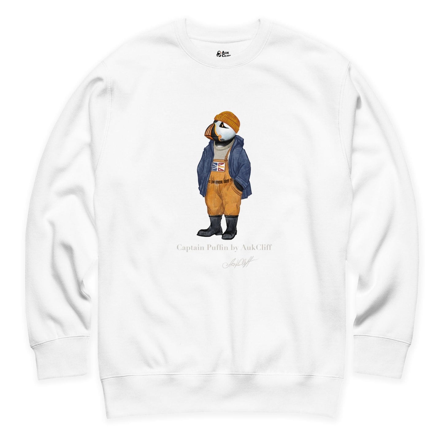 AukCliff® Captain Puffin Sweatshirt White / S Captain Puffin™ Newfoundland & Labrador Sweatshirt