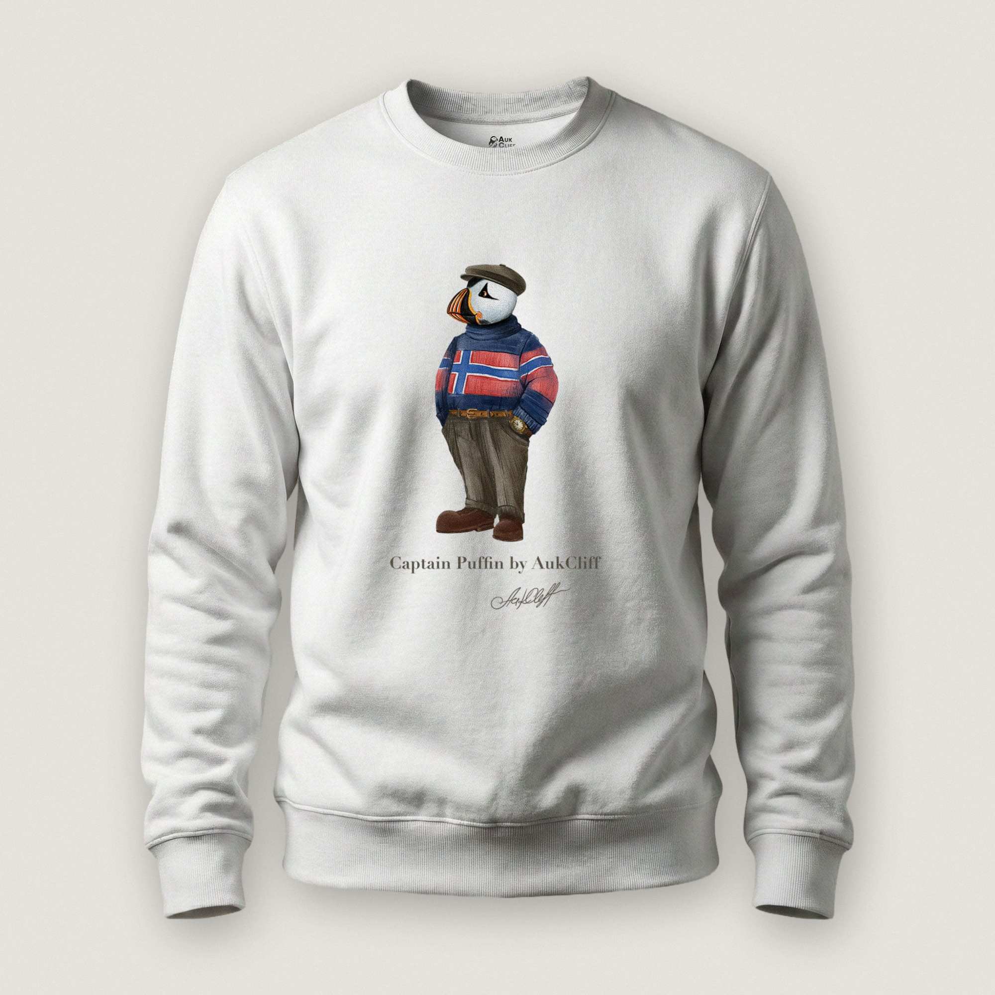 AukCliff Captain Puffin Sweatshirt White / S Captain Puffin™ “Nordic Wanderer” Sweatshirt