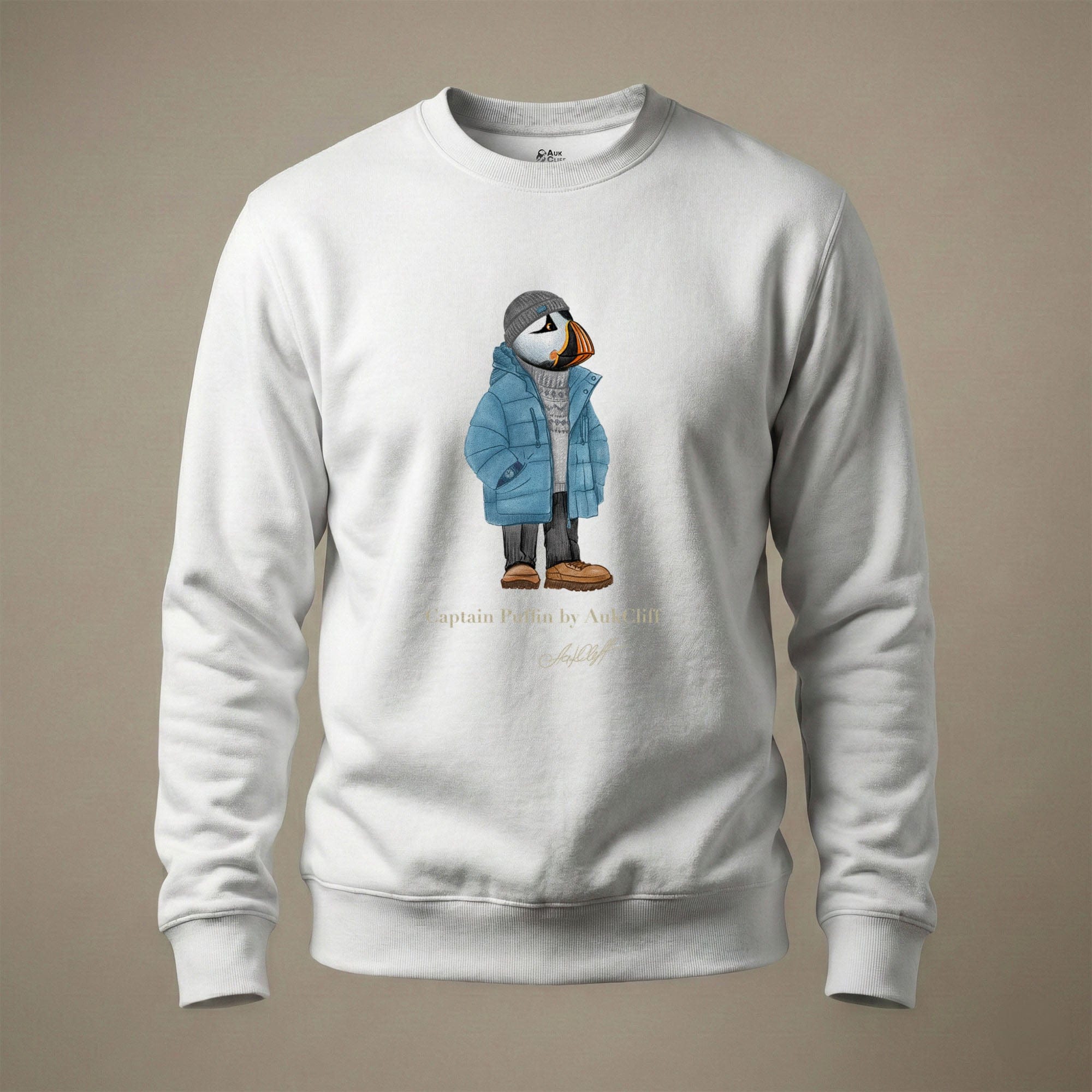 AukCliff® Captain Puffin Sweatshirt White / S Captain Puffin “Nordic Wayfarer” Sweatshirt