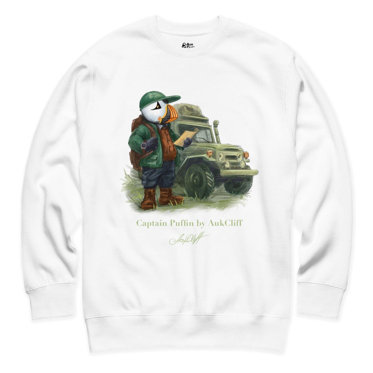 AukCliff Captain Puffin Sweatshirt White / S Captain Puffin™ Overland Explorer Sweatshirt