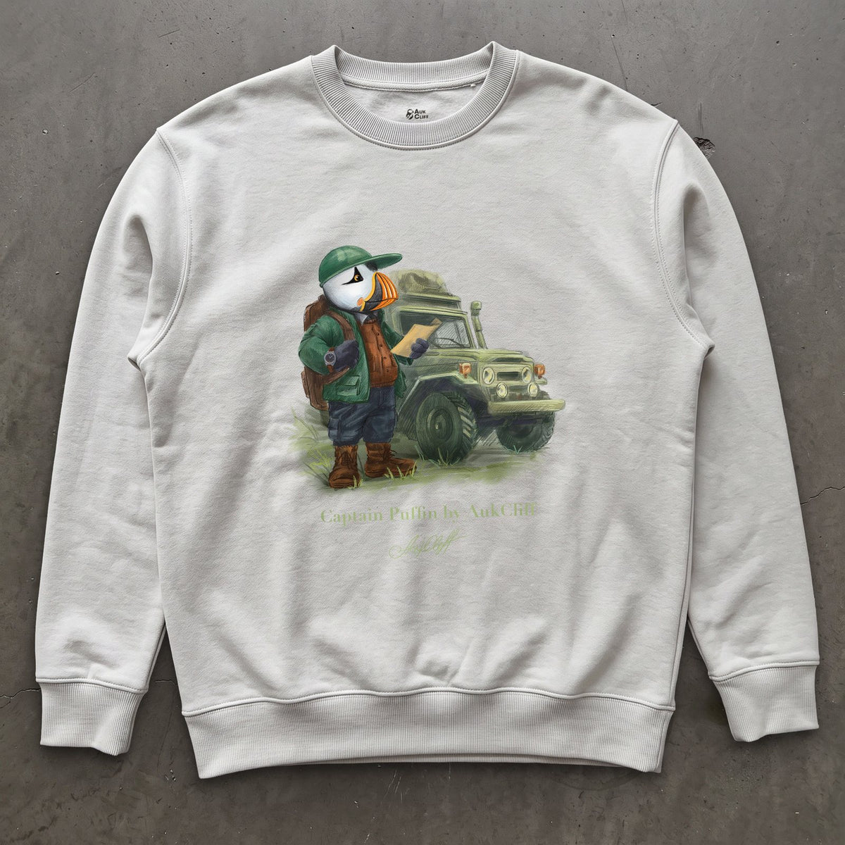 AukCliff Captain Puffin Sweatshirt White / S Captain Puffin™ Overland Explorer Sweatshirt