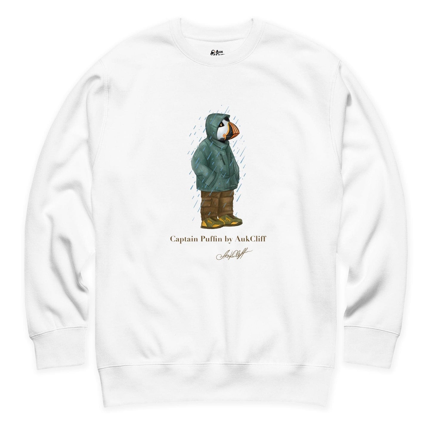 AukCliff Captain Puffin Sweatshirt White / S Captain Puffin™ “Rainy Day Rambler” Sweatshirt