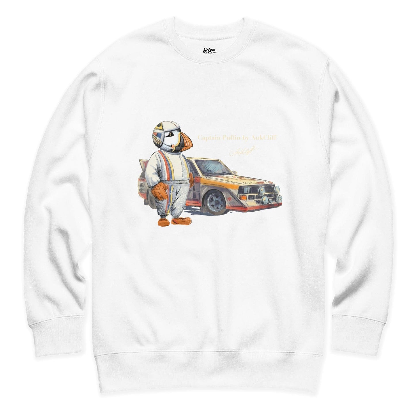 AukCliff Captain Puffin Sweatshirt White / S Captain Puffin™ Rally Driver Sweatshirt