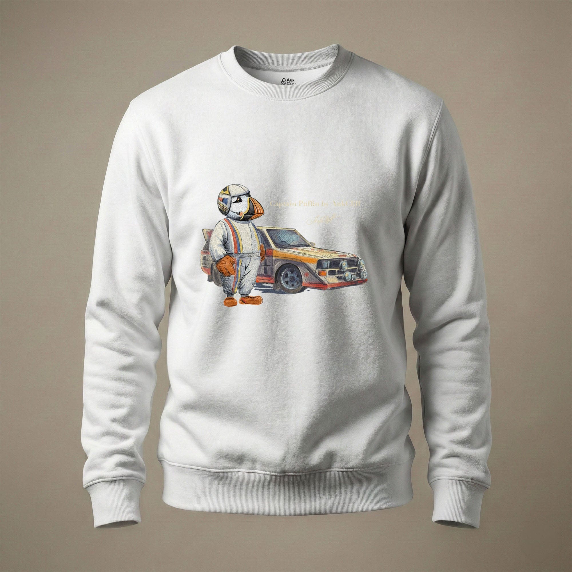 AukCliff Captain Puffin Sweatshirt White / S Captain Puffin™ Rally Driver Sweatshirt