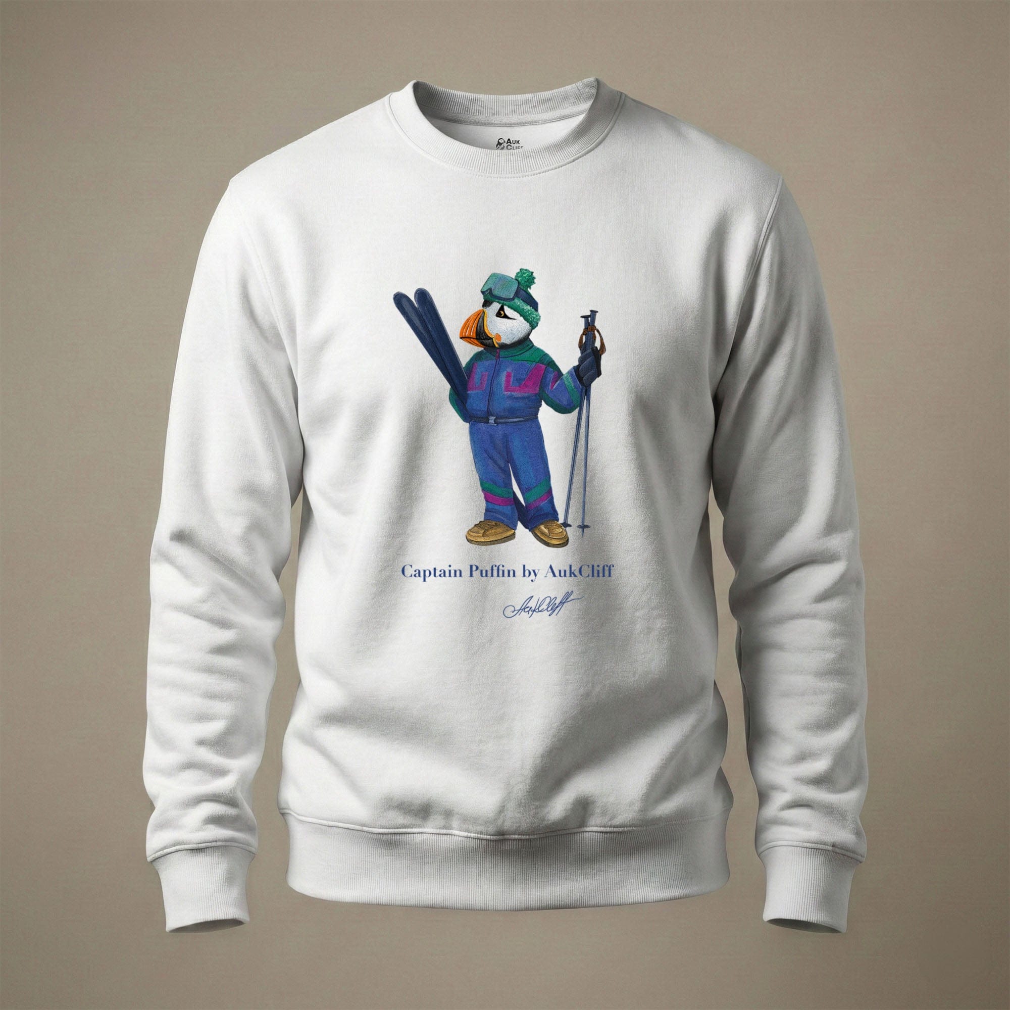 AukCliff Captain Puffin Sweatshirt White / S Captain Puffin™ Retro Ski Sweatshirt