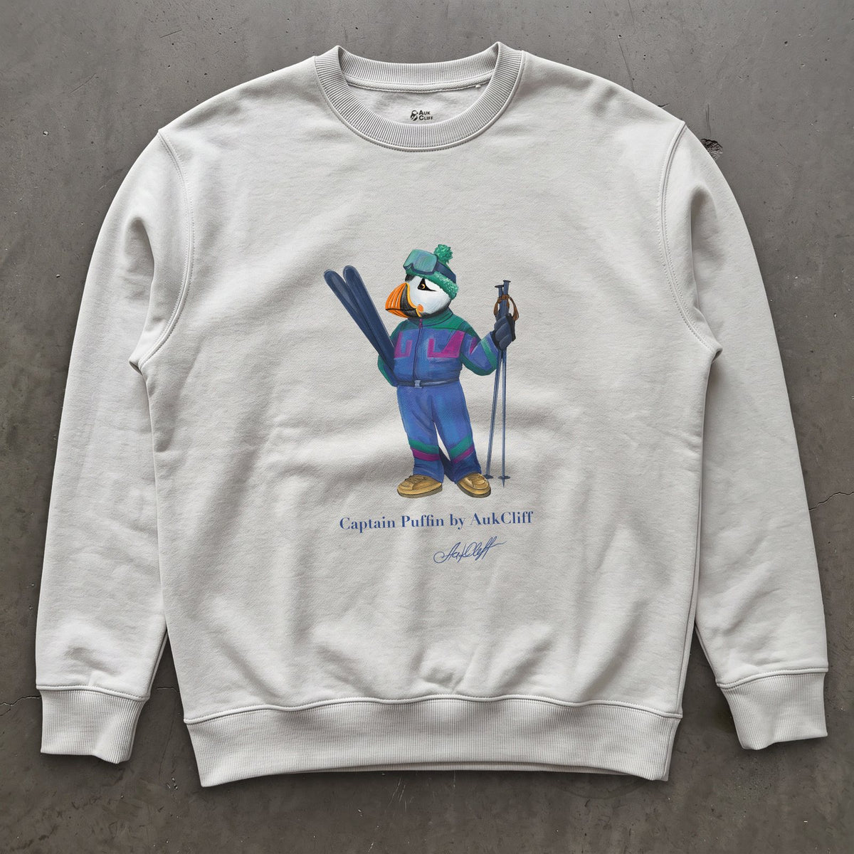 AukCliff Captain Puffin Sweatshirt White / S Captain Puffin™ Retro Ski Sweatshirt