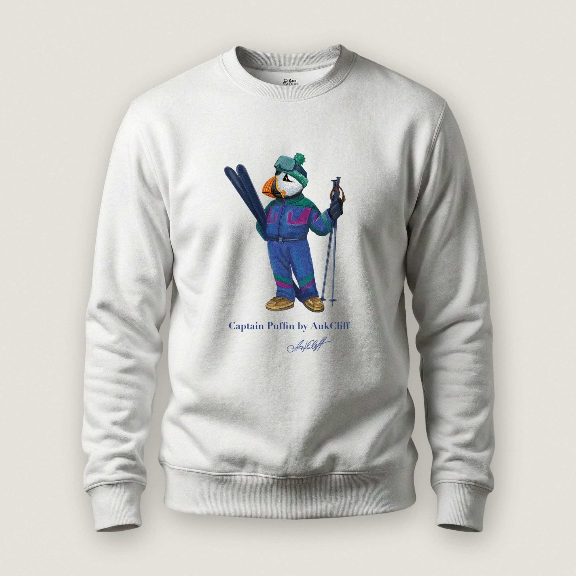 AukCliff Captain Puffin Sweatshirt White / S Captain Puffin™ Retro Ski Sweatshirt